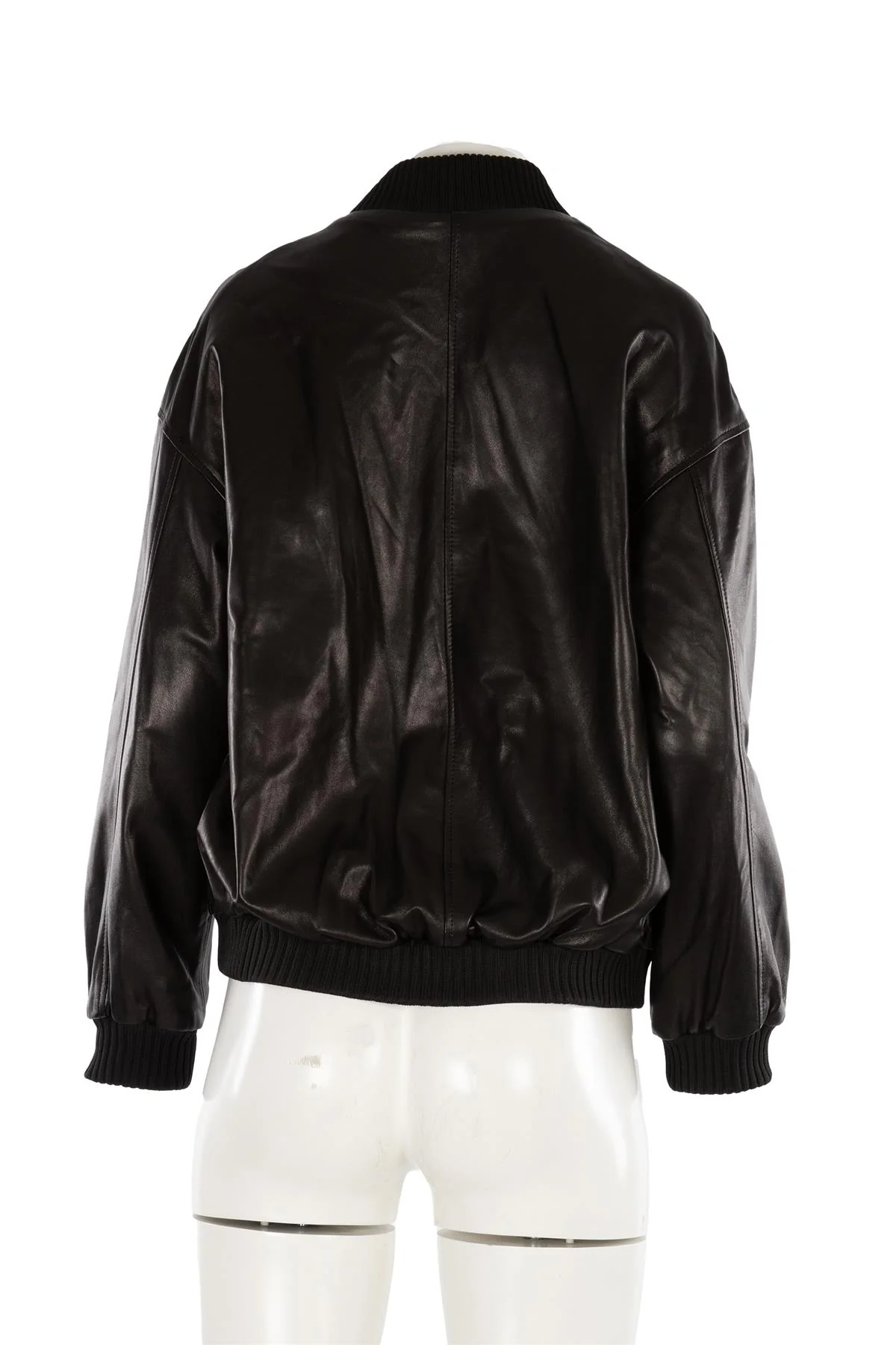 NOUR HAMMOUR BLACK MARLY LEATHER BOMBER JACKET FR 34 UK 6 - Image 4