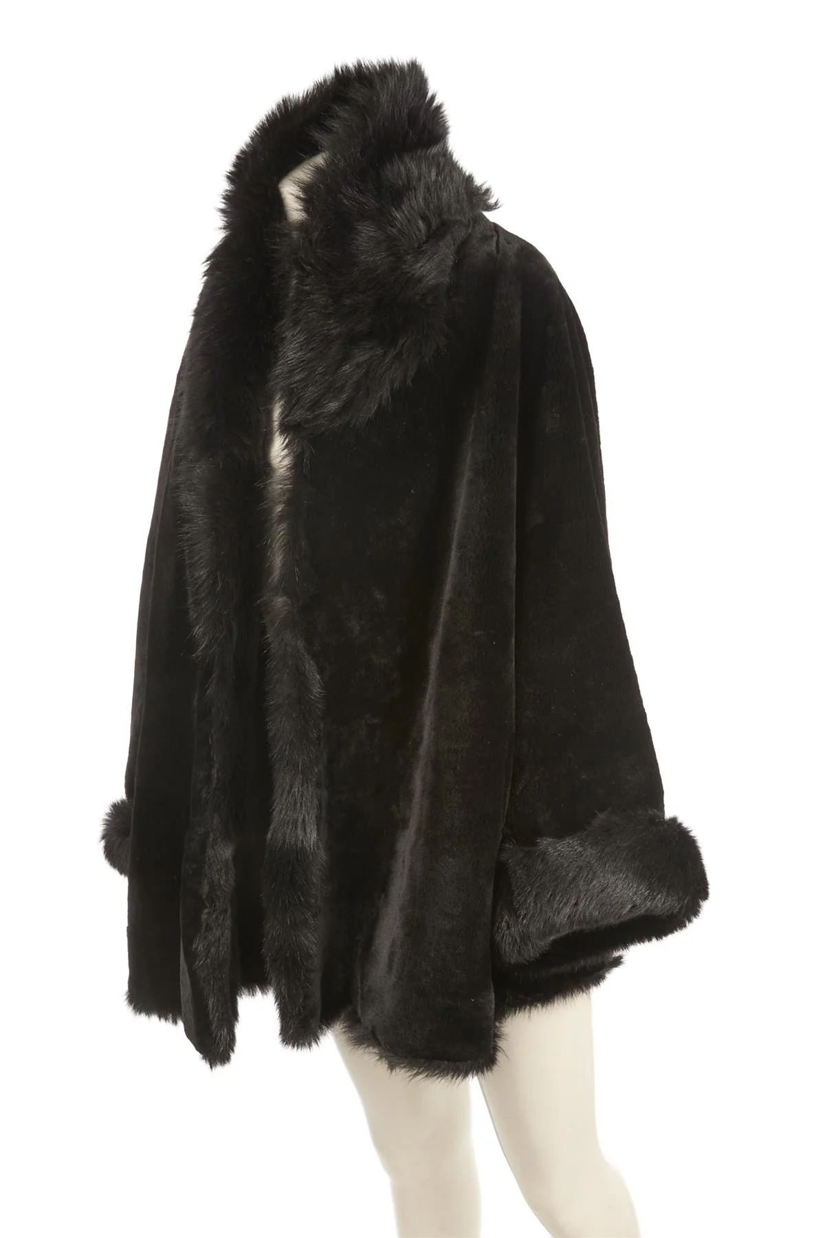 NOUR HAMMOUR BLACK SHEARLING COAT XSMALL - Image 3