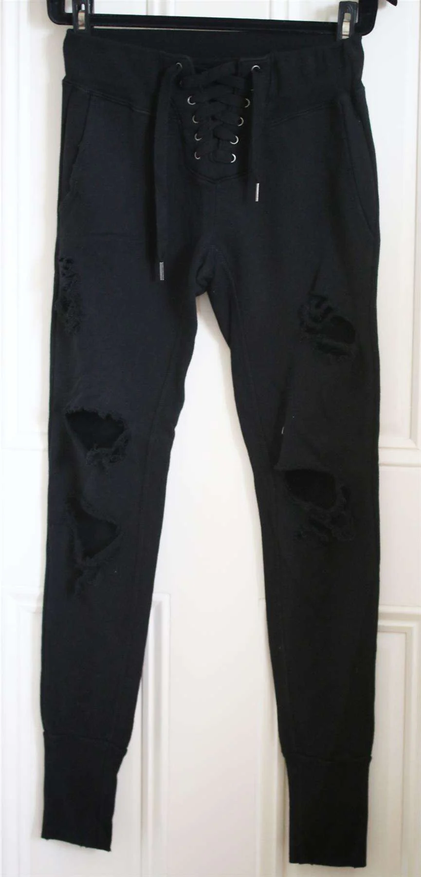 NSF MADDOX DISTRESSED COTTON JERSEY TRACK PANTS XSMALL - Image 3