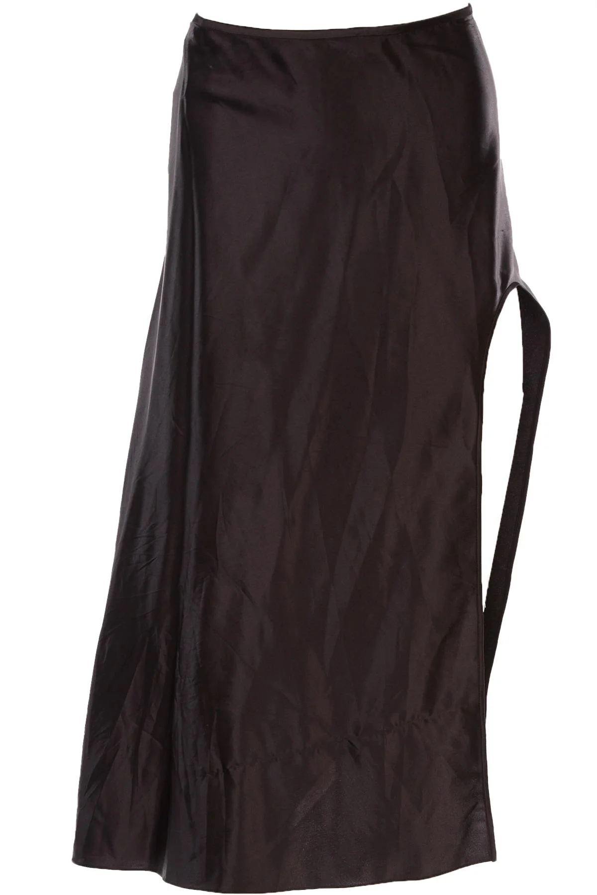 NUÉ STUDIO BLACK SATIN MIDI SKIRT XSMALL