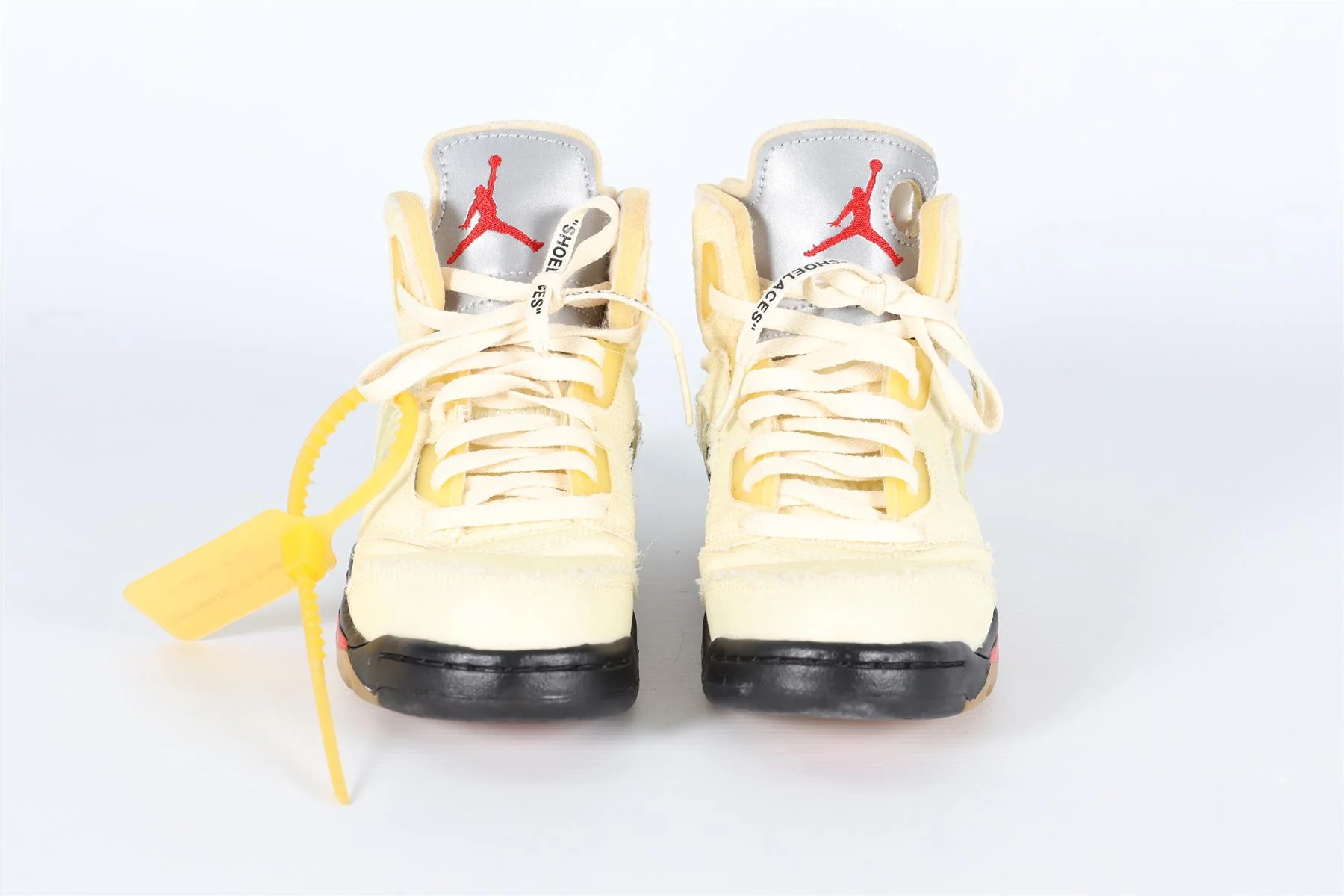 OFF-WHITE + AIR JORDAN KIDS BOYS YELLOW 5 RETRO SAIL SNEAKERS EU 31.5 UK 12.5-13 - Image 3