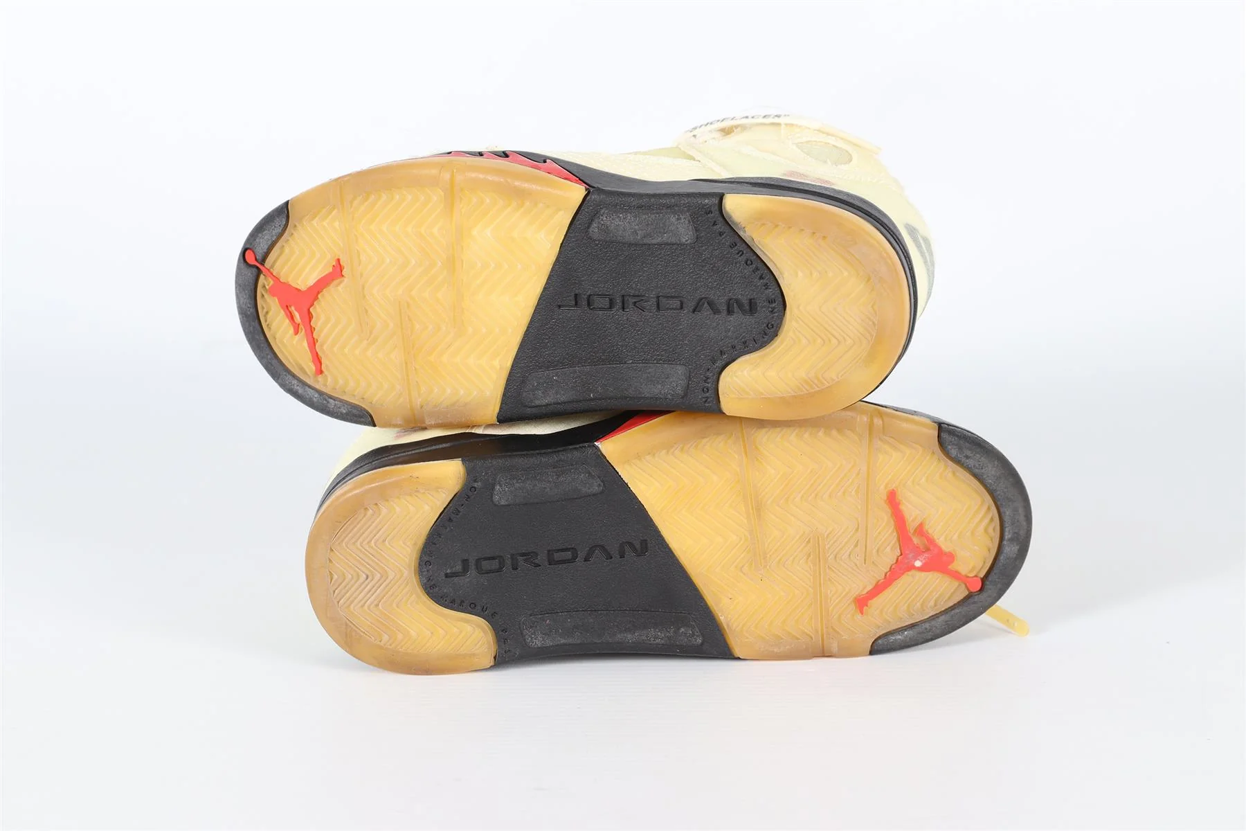 OFF-WHITE + AIR JORDAN KIDS BOYS YELLOW 5 RETRO SAIL SNEAKERS EU 31.5 UK 12.5-13 - Image 5