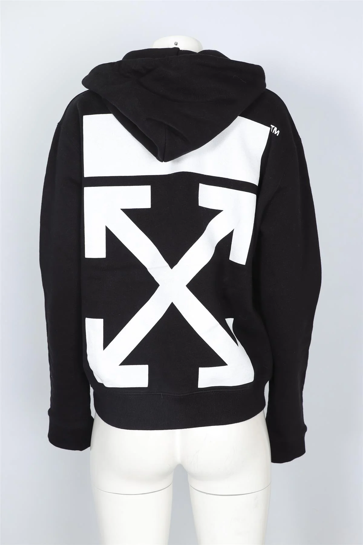 OFF-WHITE BLACK COTTON HOODIE MEDIUM - Image 4