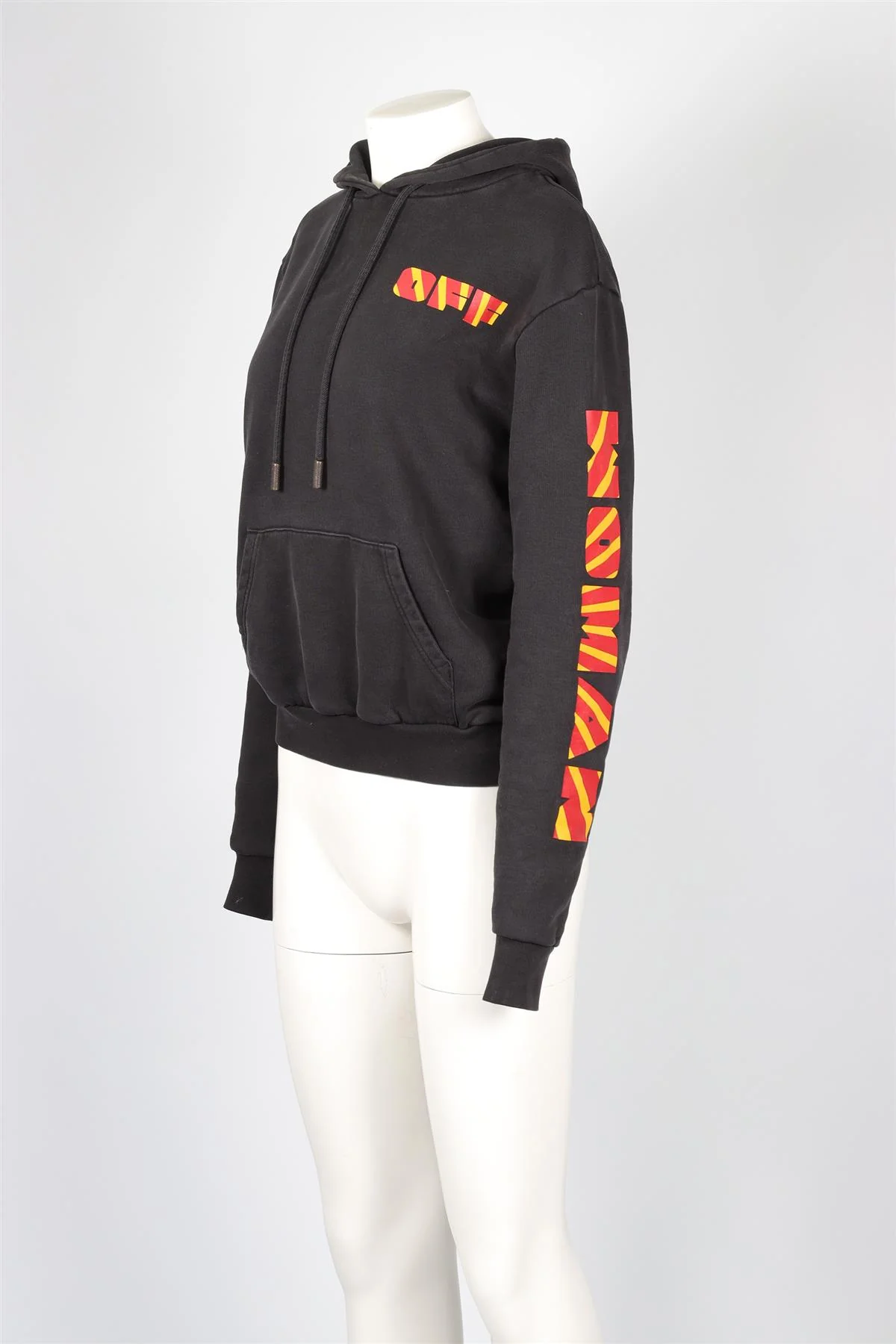 OFF-WHITE BLACK COTTON HOODIE XSMALL - Image 3