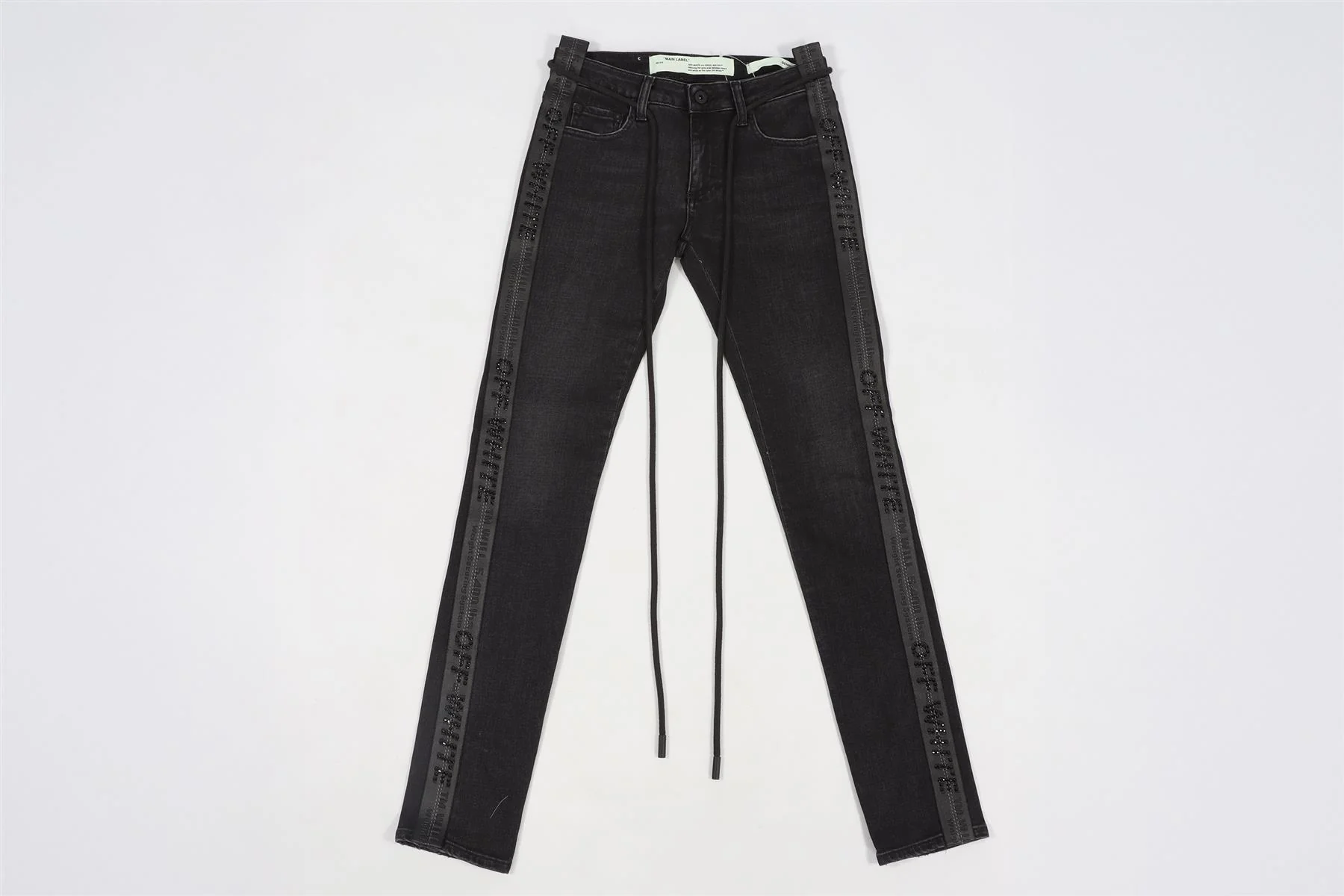 OFF-WHITE BLACK MID RISE SKINNY JEANS W25 UK 6-8 - Image 2