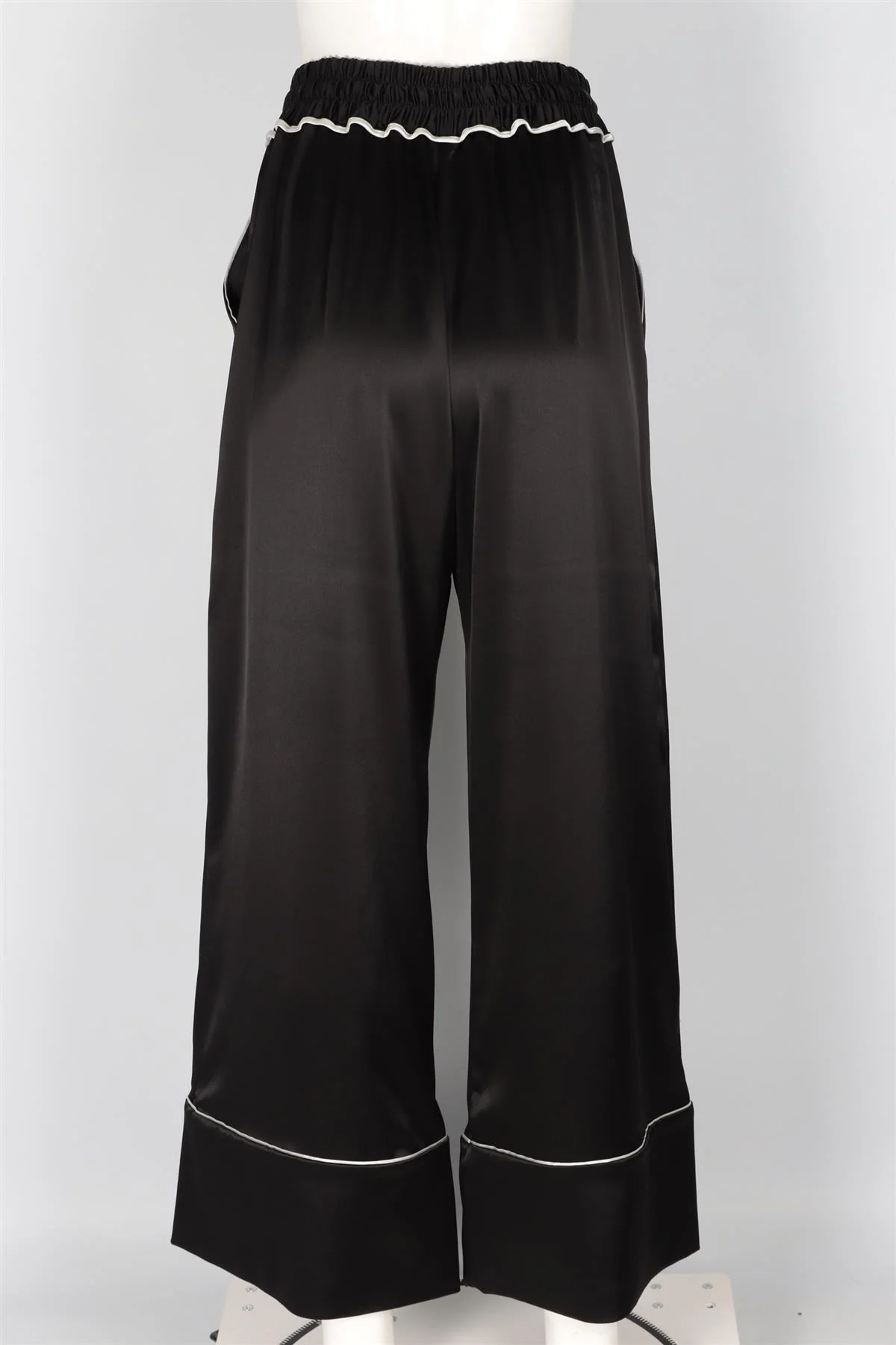 OFF-WHITE BLACK SATIN WIDE LEG PANTS IT 38 UK 6 - Image 4