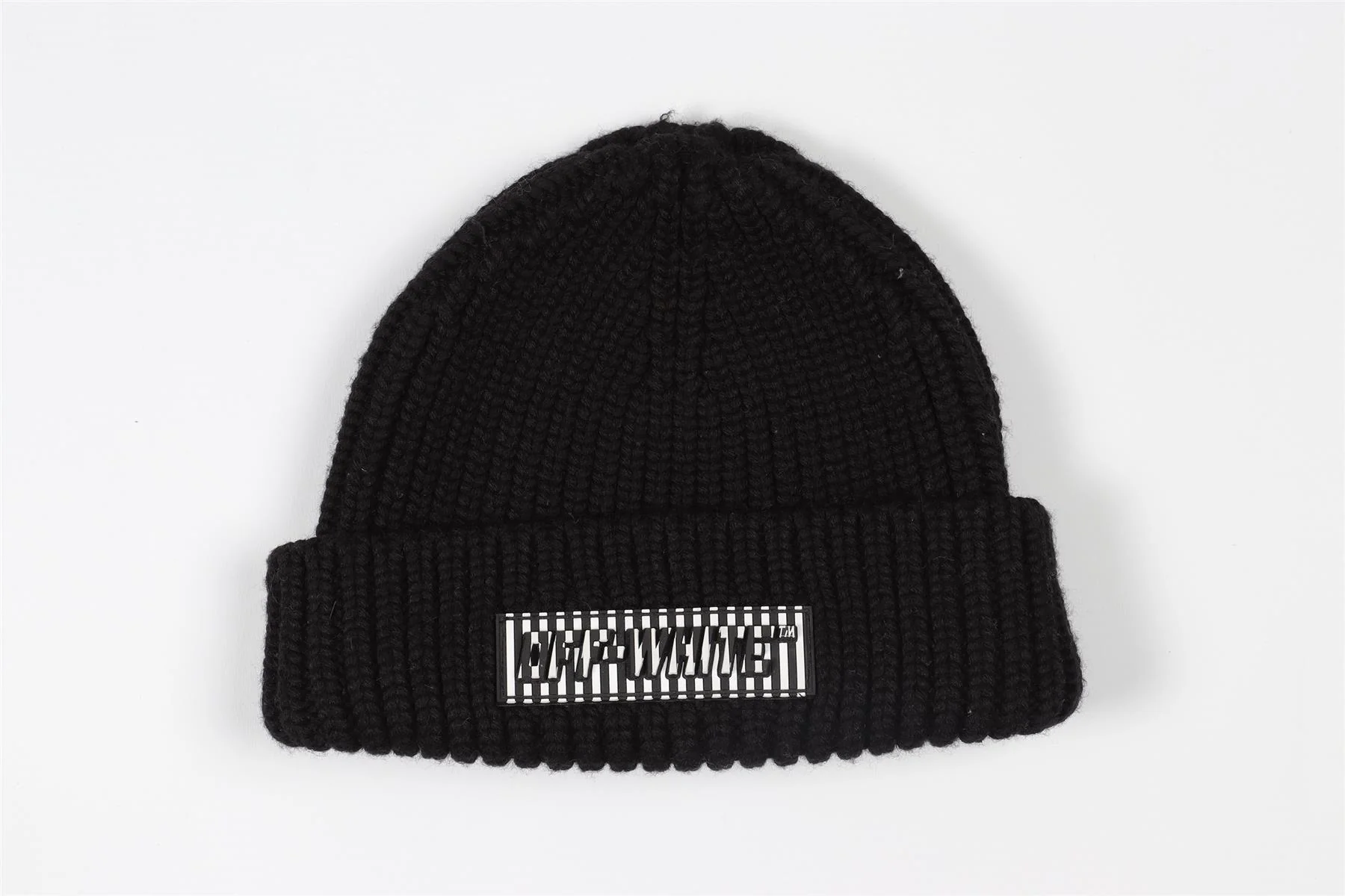 OFF-WHITE BLACK WOOL BEANIE ONE SIZE - Image 2