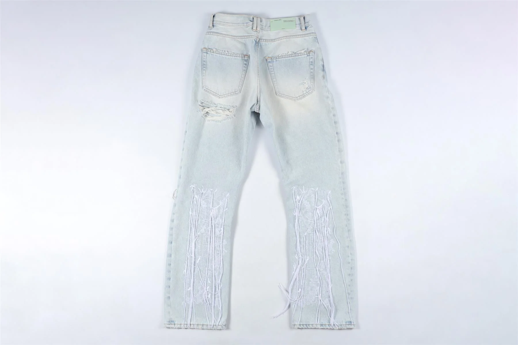 OFF-WHITE BLUE HIGH RISE STRAIGHT LEG JEANS W25 UK 6-8 - Image 4