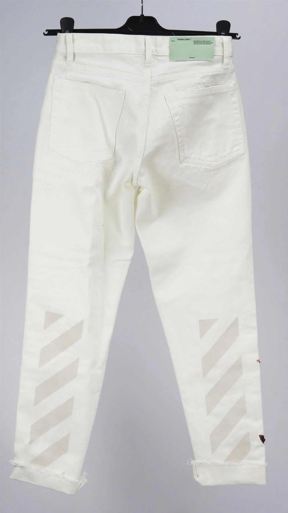 OFF-WHITE C/O VIRGIL ABLOH EMBELLISHED MIDI RISE BOYFRIEND JEANS W25 UK 6/8 - Image 3