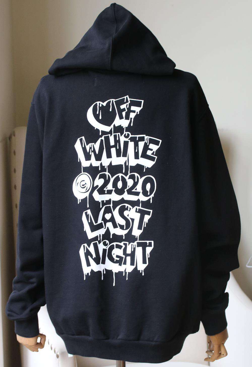 OFF-WHITE C/O VIRGIL ABLOH PRINTED COTTON JERSEY ZIP UP HOODIE MEDIUM - Image 4
