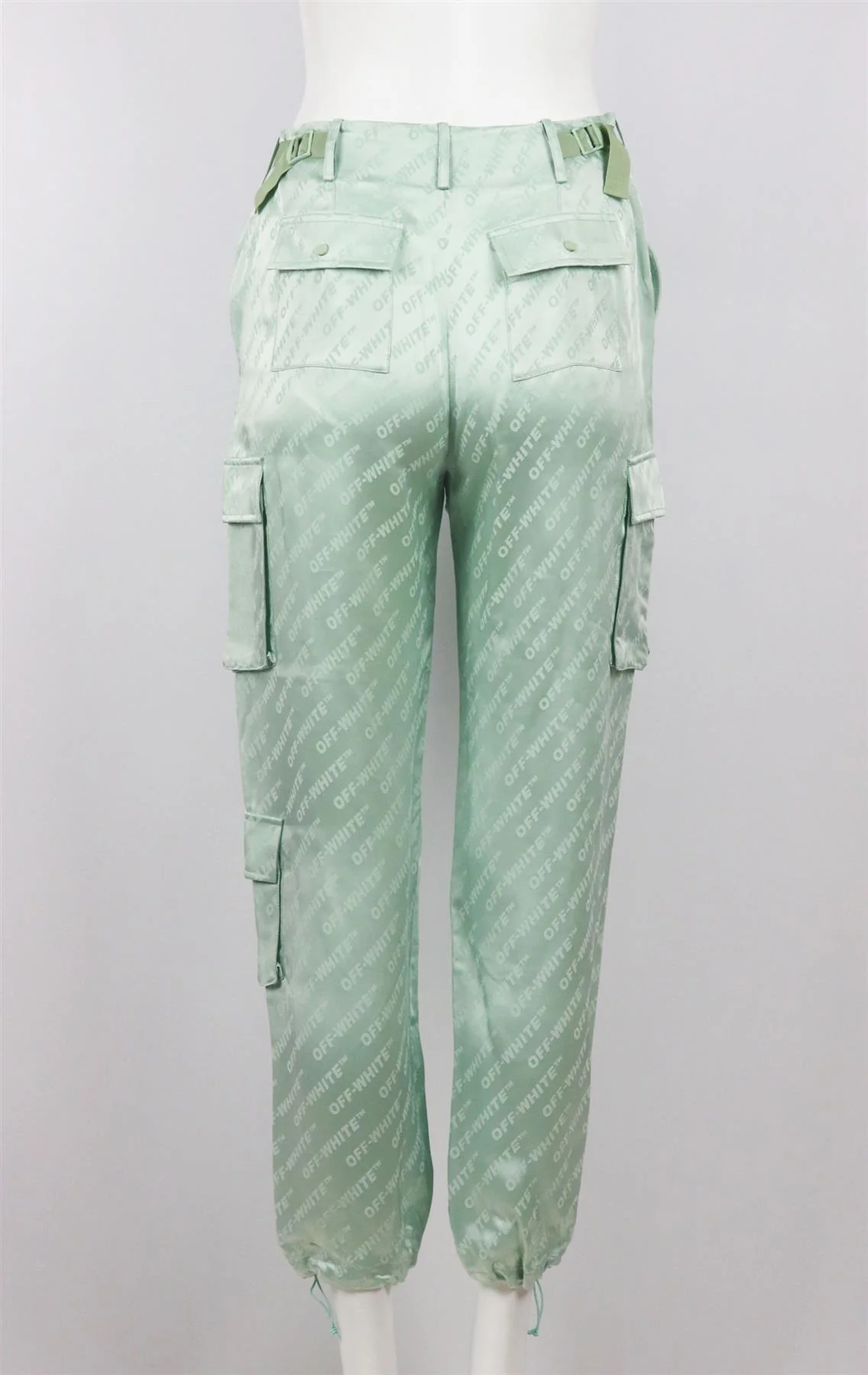 OFF-WHITE C/O VIRGIL ABLOH SATIN JACQUARD STRAIGHT LEG PANTS IT 40 UK 8 - Image 4