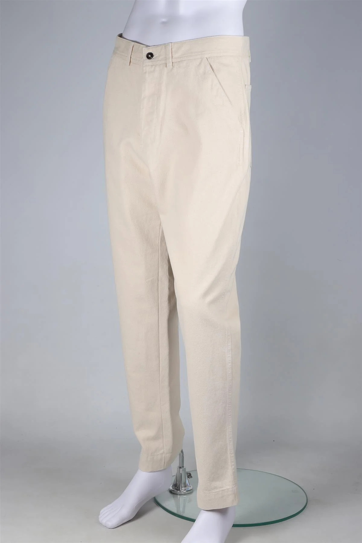 OFFICINE GENERALE CREAM MEN'S COTTON STRAIGHT LEG PANTS UK/US W30 - Image 3