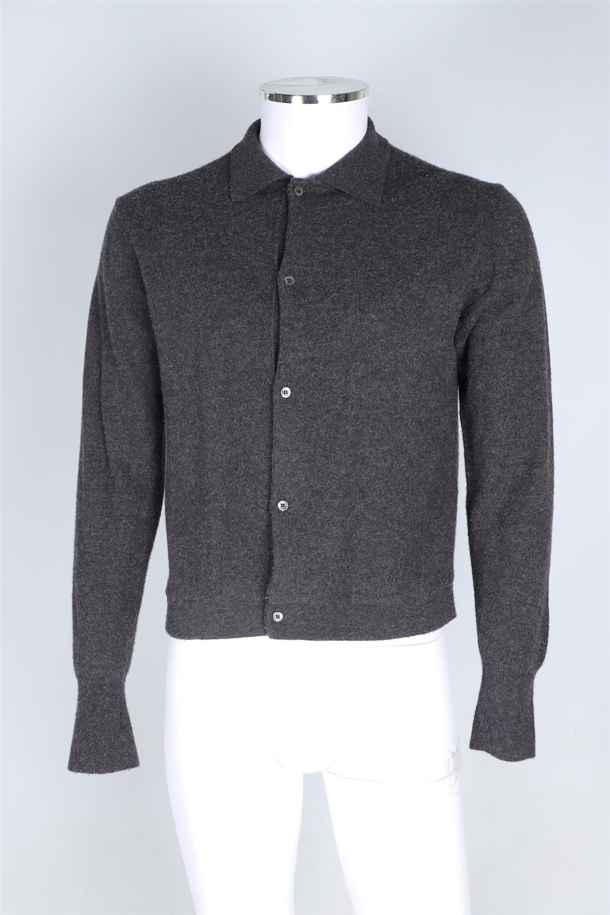 OFFICINE GENERALE GREY MEN'S WOOL CARDIGAN MEDIUM - Image 2