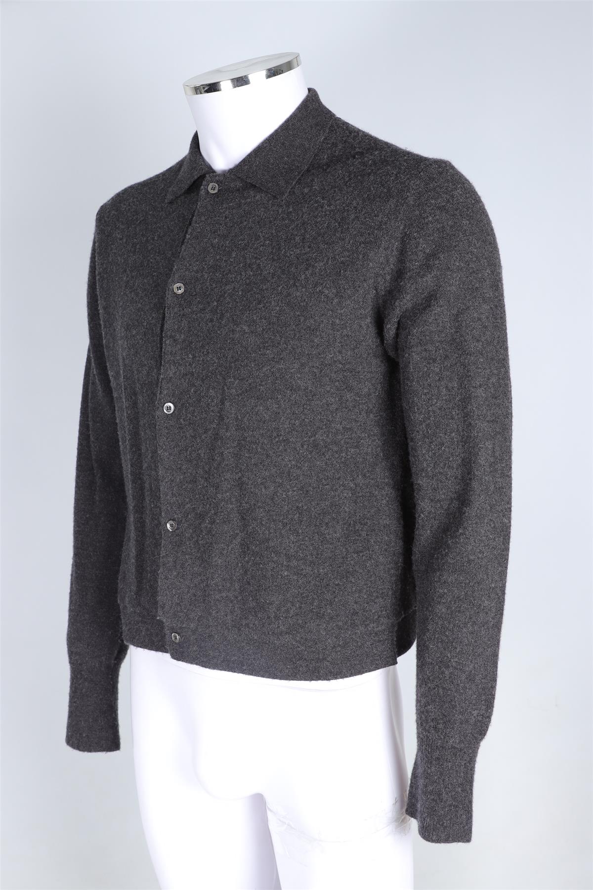OFFICINE GENERALE GREY MEN'S WOOL CARDIGAN MEDIUM - Image 3