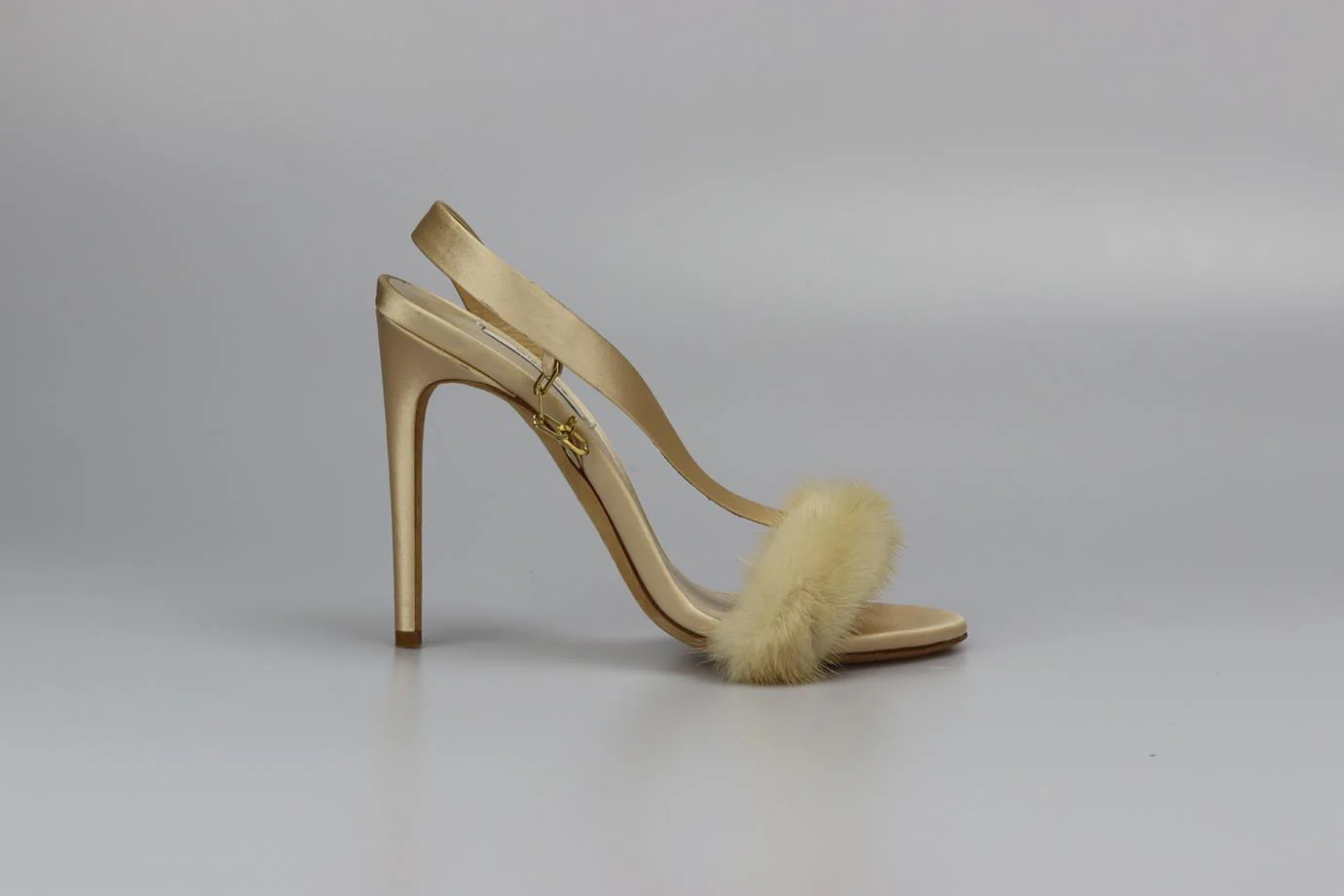 OLGANA MINK FUR AND SATIN SANDALS EU 38.5 UK 5.5 US 8.5 - Image 2