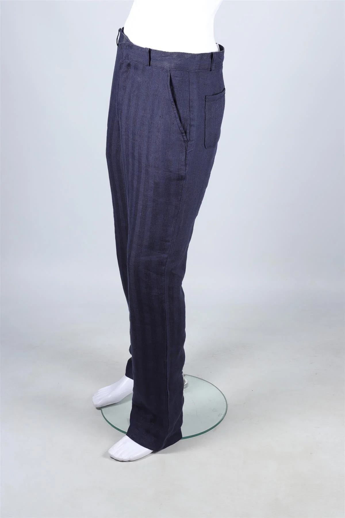 OLIVER SPENCER NAVY MEN'S LINEN STRAIGHT LEG PANTS UK/US WAIST 30 - Image 3