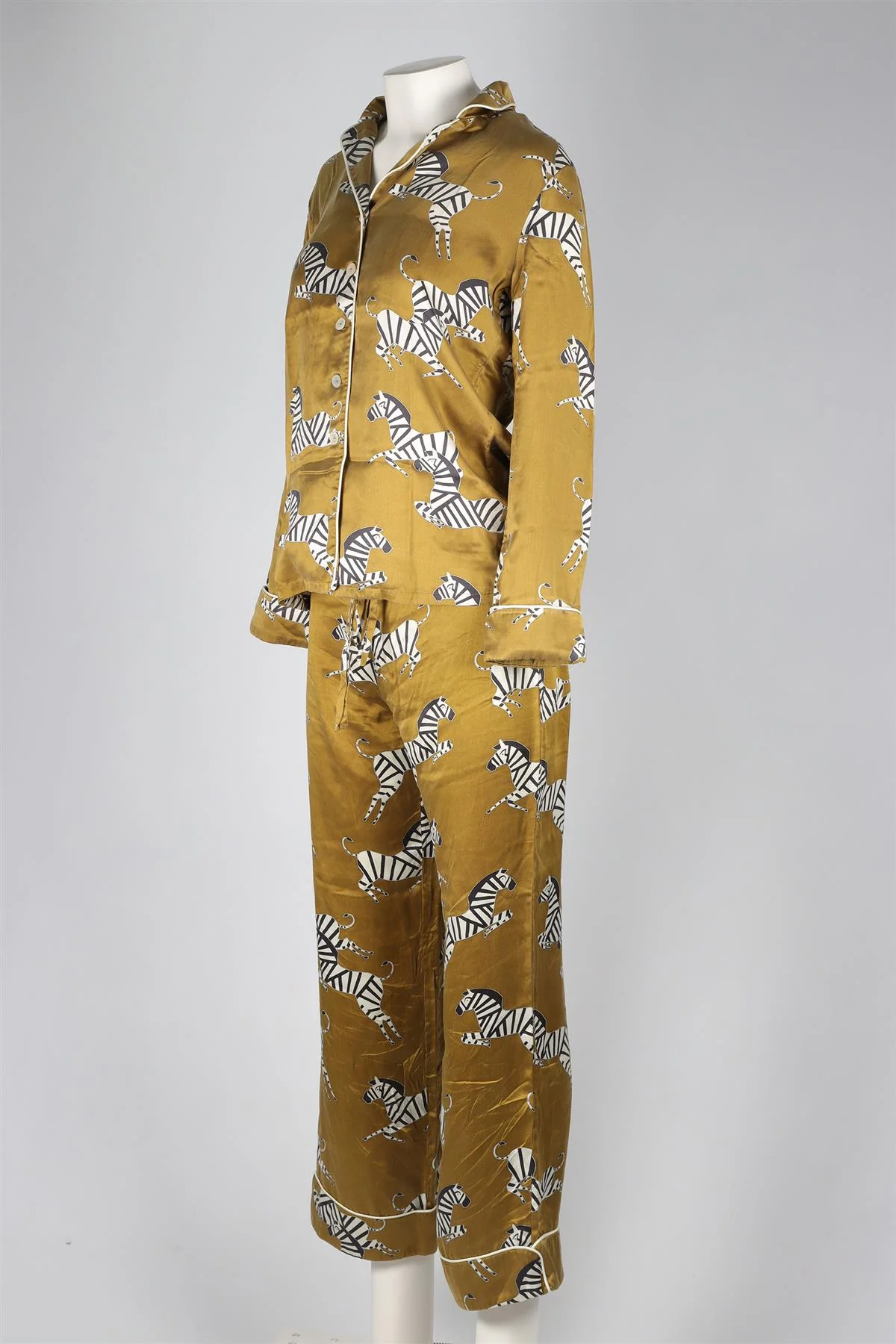 OLIVIA VAN HALLE GREEN SILK PYJAMA SET US 2 UK 6 - Image 3