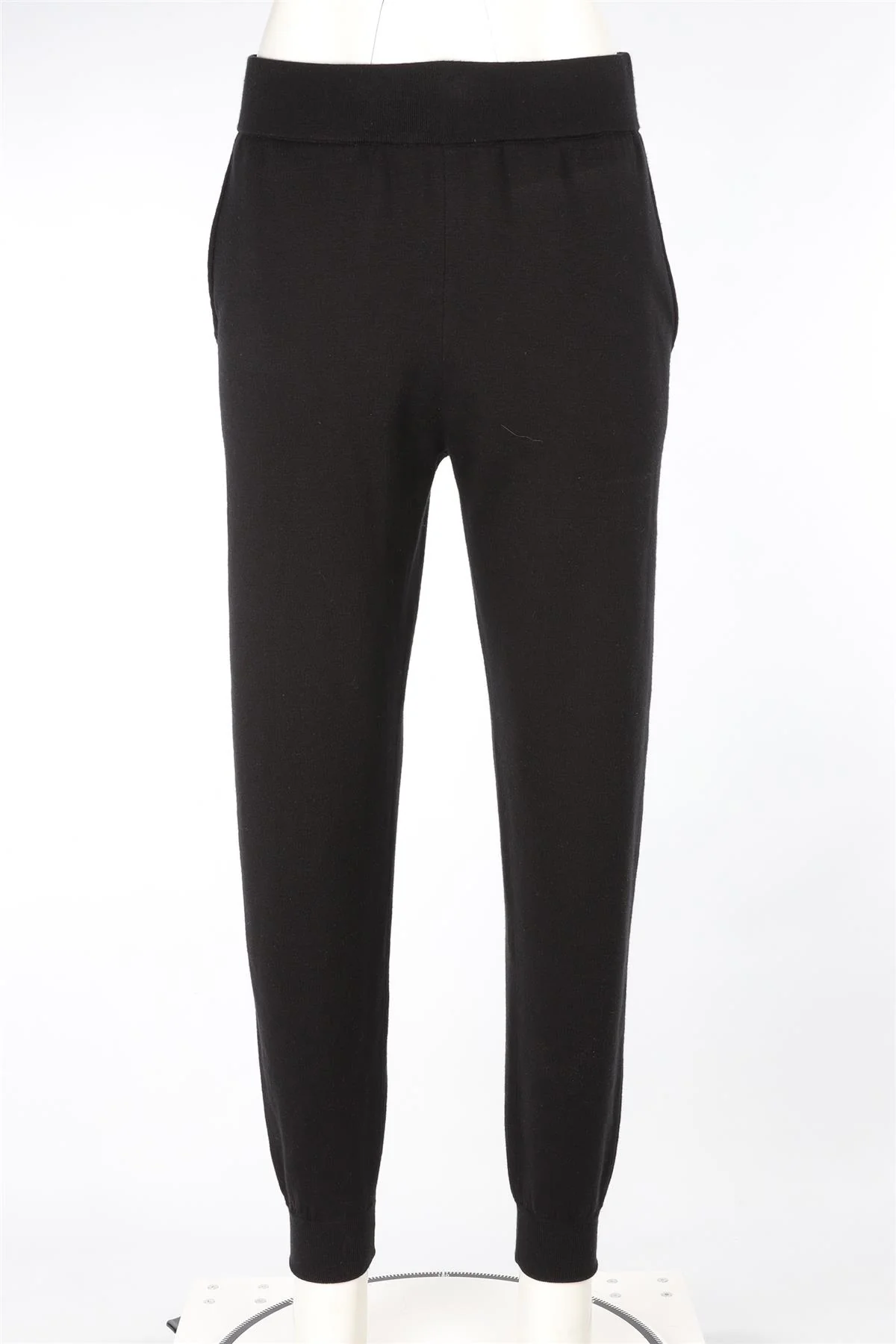 OLIVIA VON HALLE BLACK SILK TAPERED PANTS MEDIUM - Image 2
