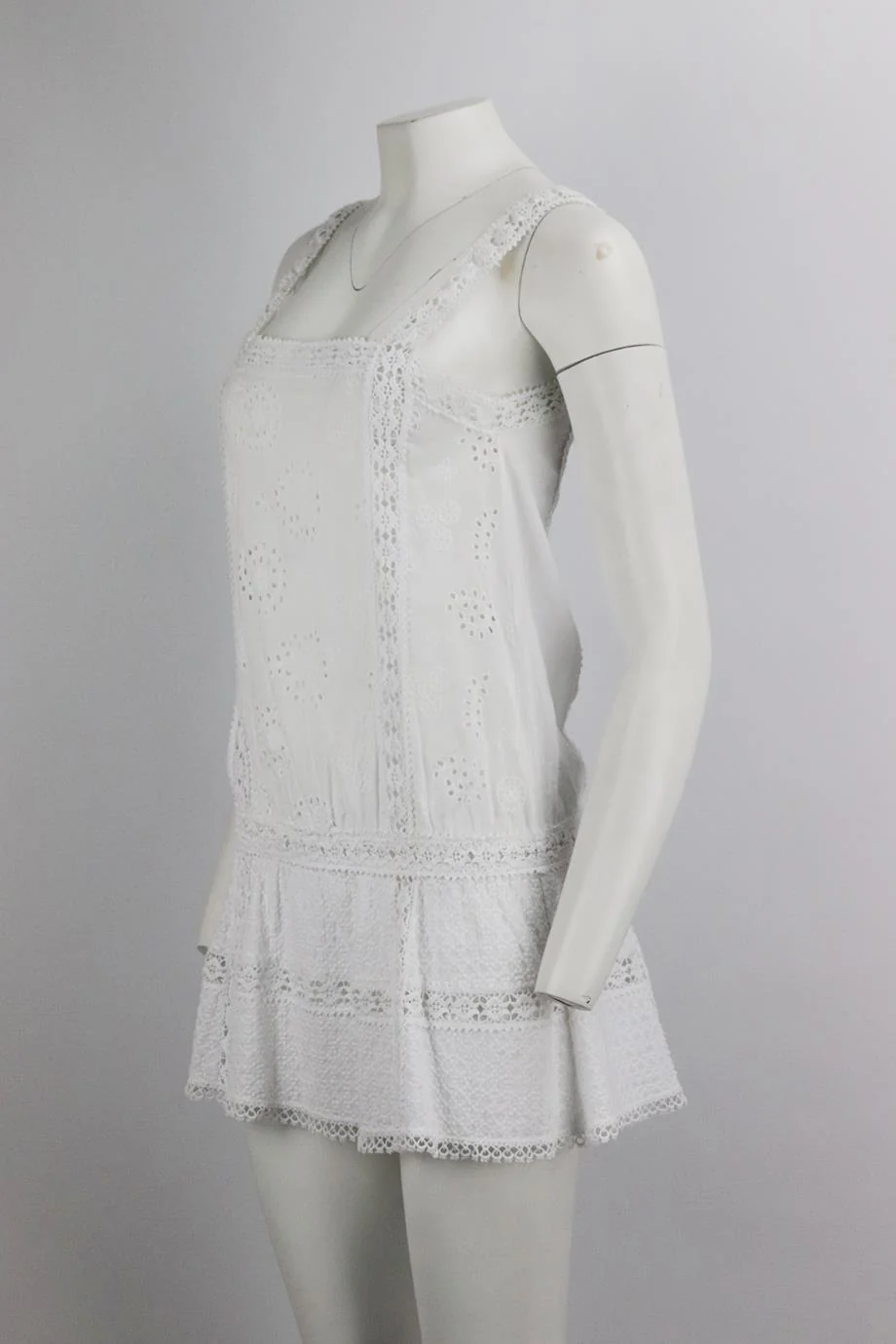 ONDADEMAR CROCHET TRIMMED COTTON MINI DRESS SMALL - Image 3