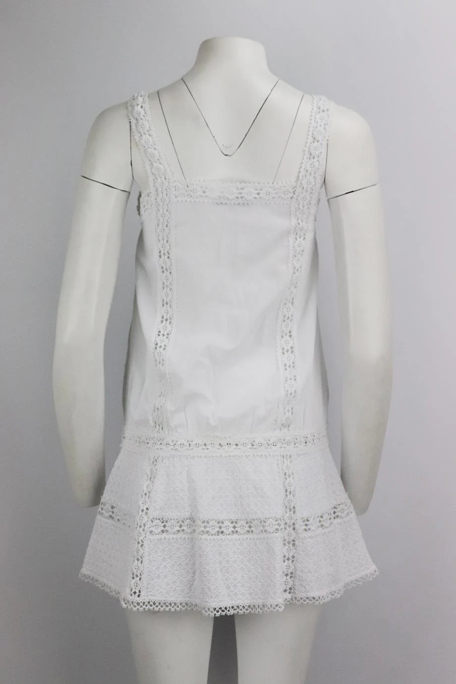 ONDADEMAR CROCHET TRIMMED COTTON MINI DRESS SMALL - Image 4