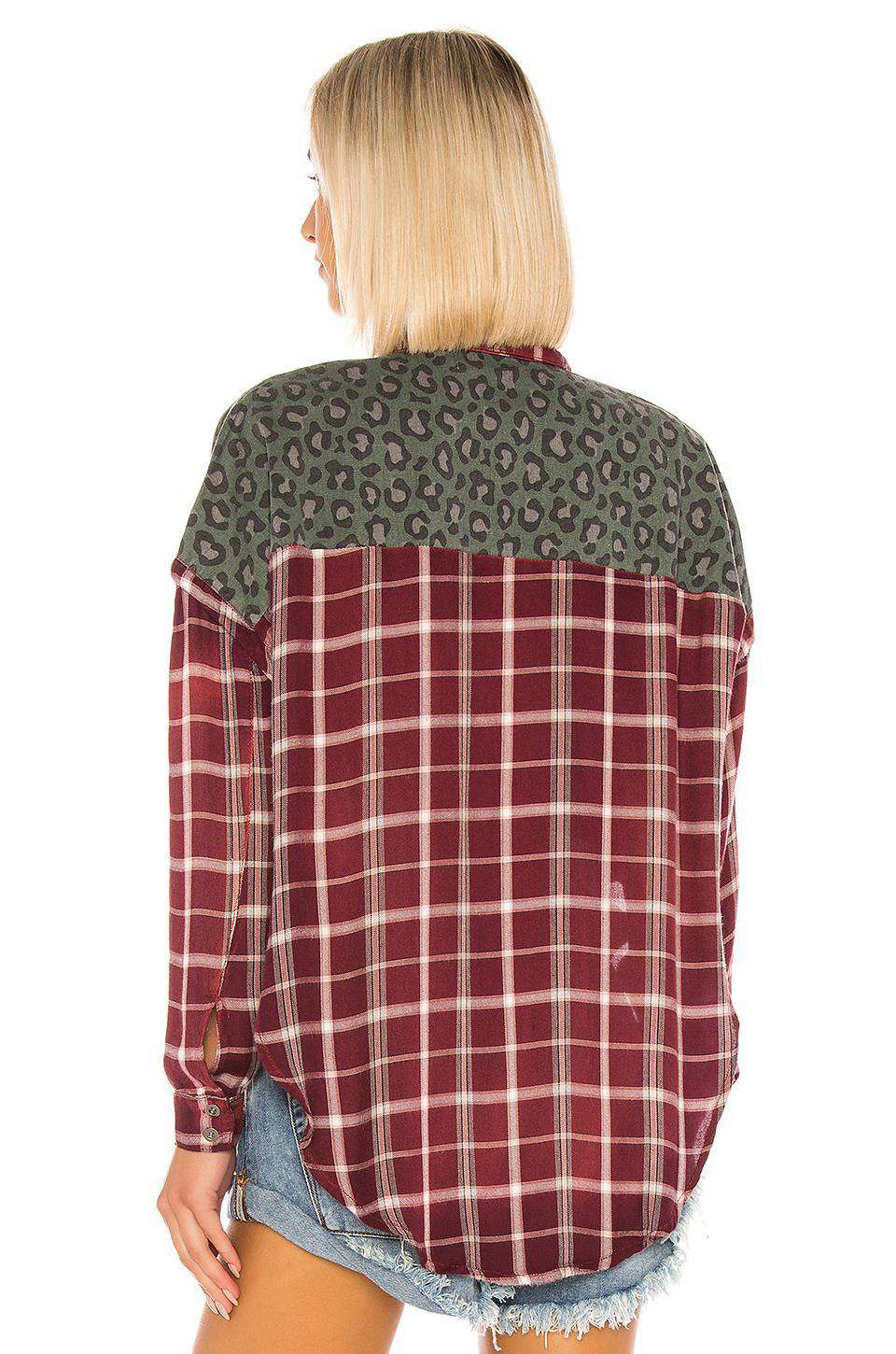 ONE TEASPOON MOTLEY LEOPARD PRINT AND PLAID COTTON SHIRT MEDIUM - Image 2