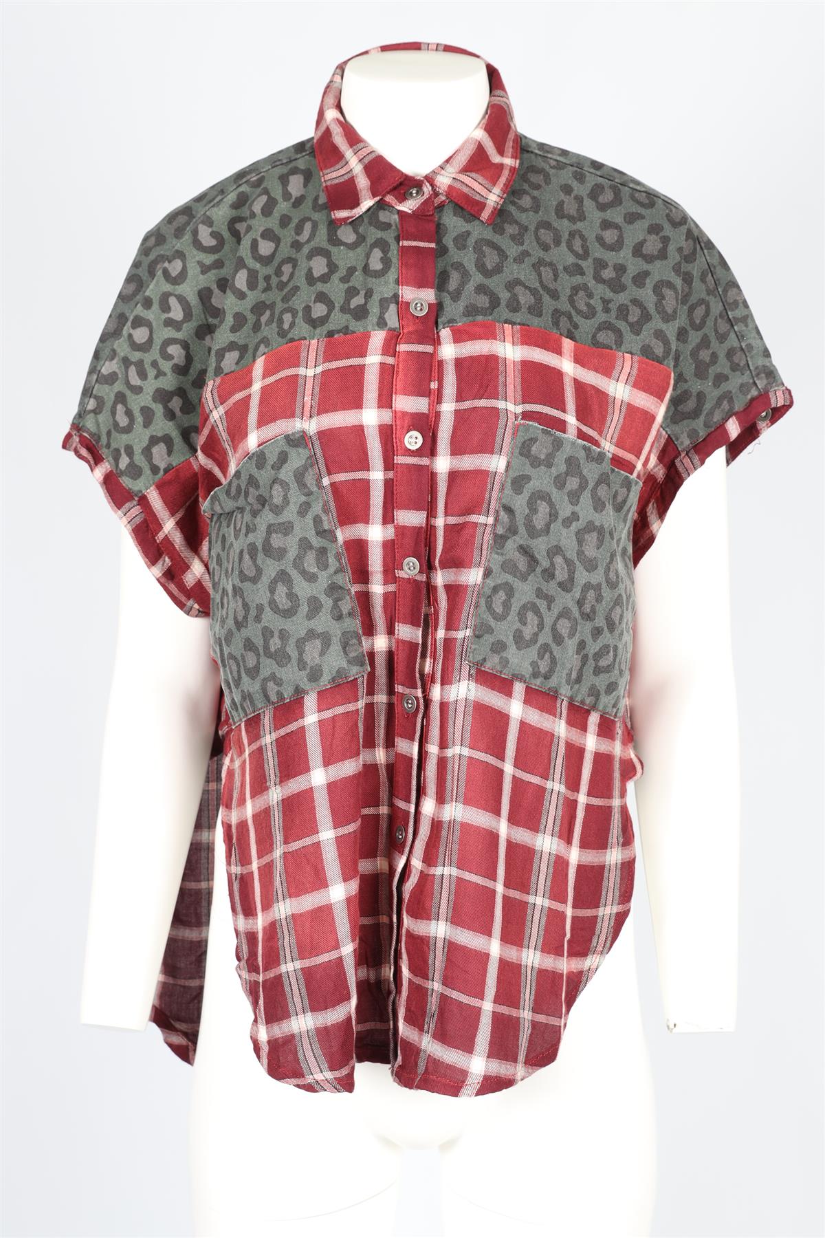 ONE TEASPOON RED CHECKED COTTON SHIRT MEDIUM - Image 2