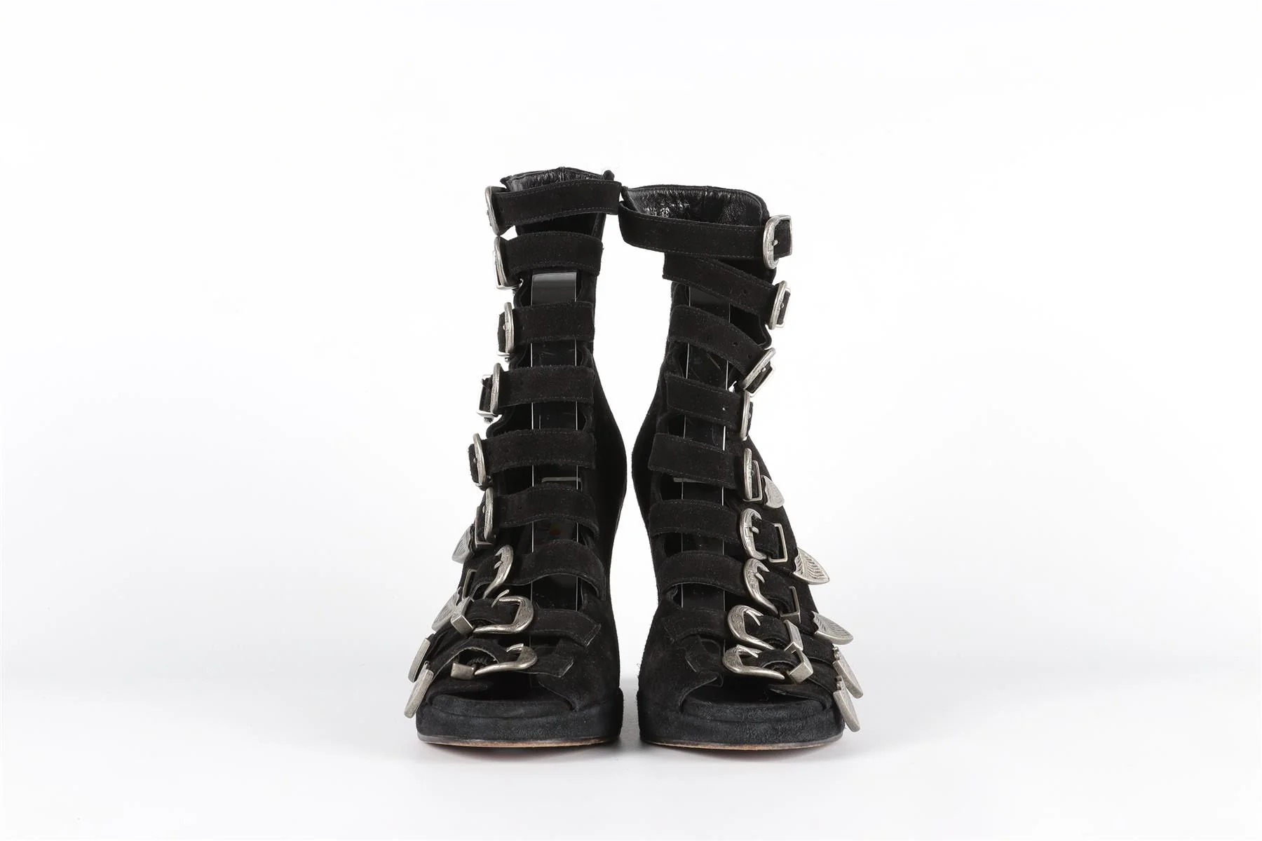 OPENING CEREMONY + CHLOE SEVIGNY BLACK SUEDE WEDGE SANDALS EU 38 UK 5 US 8 - Image 3