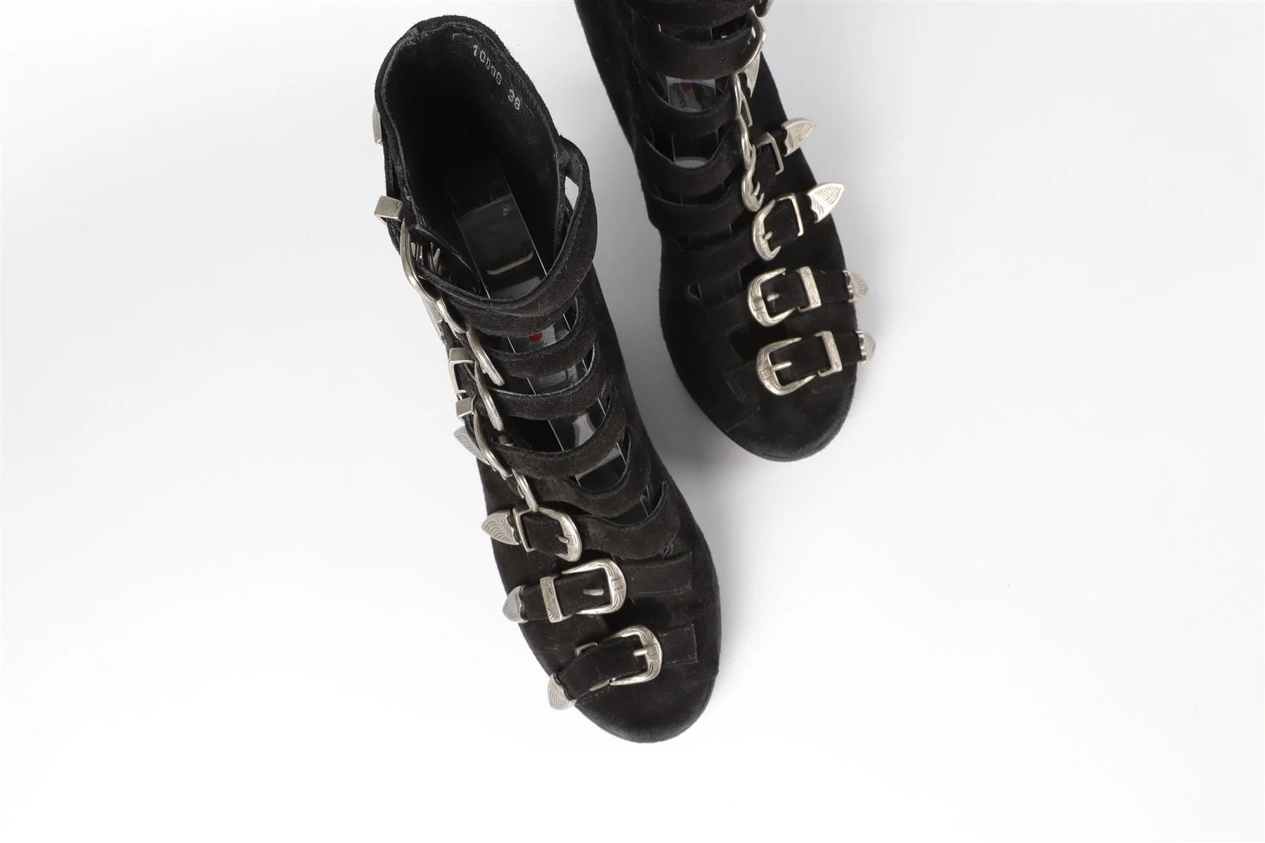 OPENING CEREMONY + CHLOE SEVIGNY BLACK SUEDE WEDGE SANDALS EU 38 UK 5 US 8 - Image 4