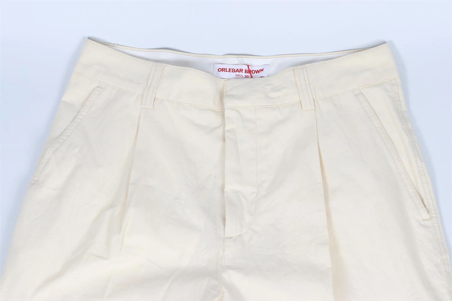 ORLEBAR BROWN CREAM MEN'S COTTON STRAIGHT LEG PANTS W30 - Image 3