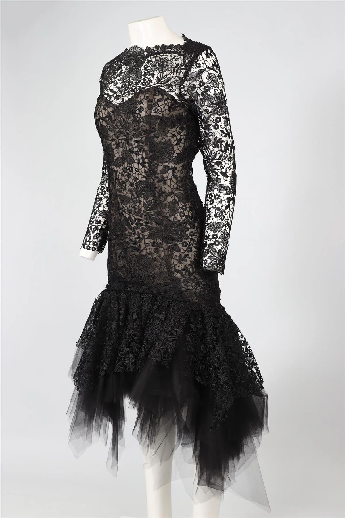 OSCAR DE LA RENTA BLACK 2019 LACE MAXI DRESS US 4 UK 8 - Image 3