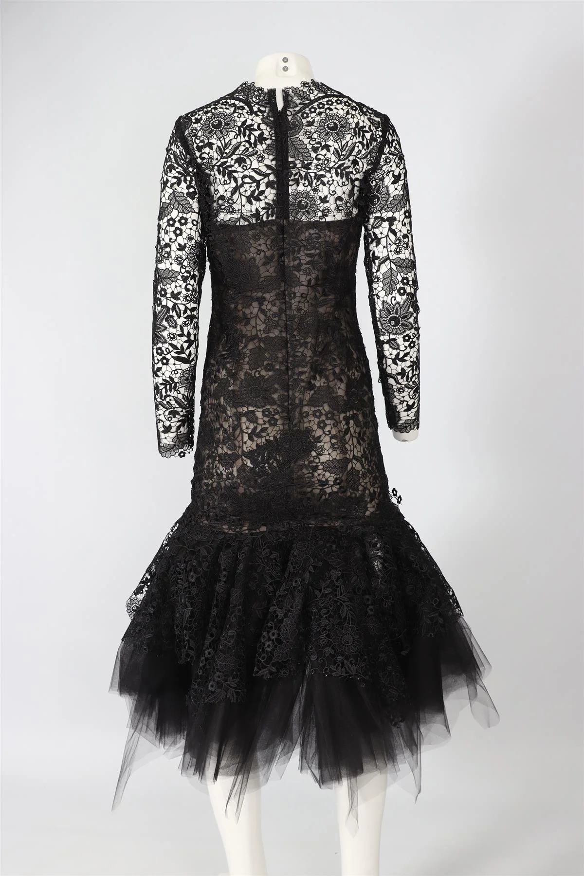 OSCAR DE LA RENTA BLACK 2019 LACE MAXI DRESS US 4 UK 8 - Image 4