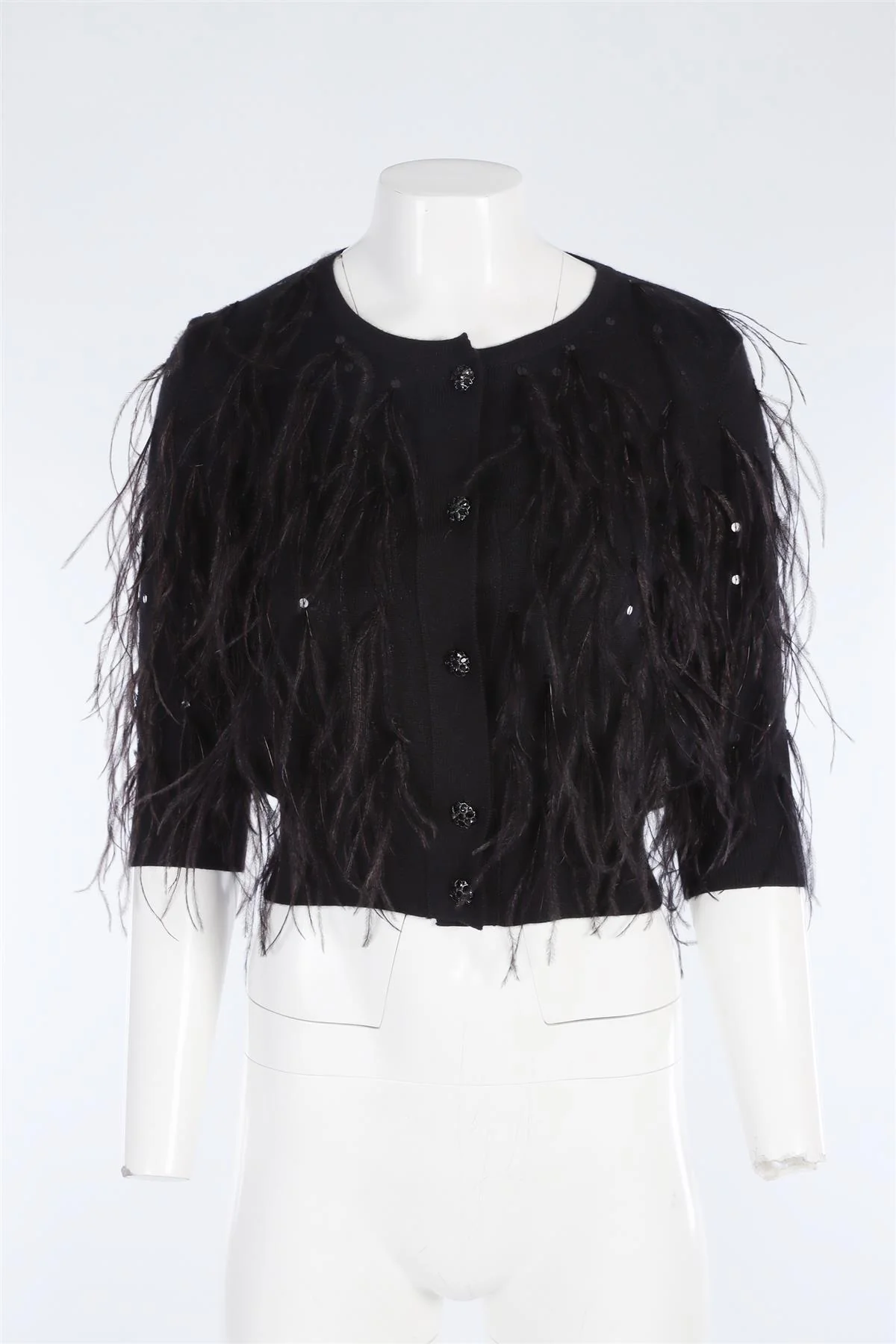 OSCAR DE LA RENTA BLACK 2021 CASHMERE CARDIGAN XSMALL - Image 2