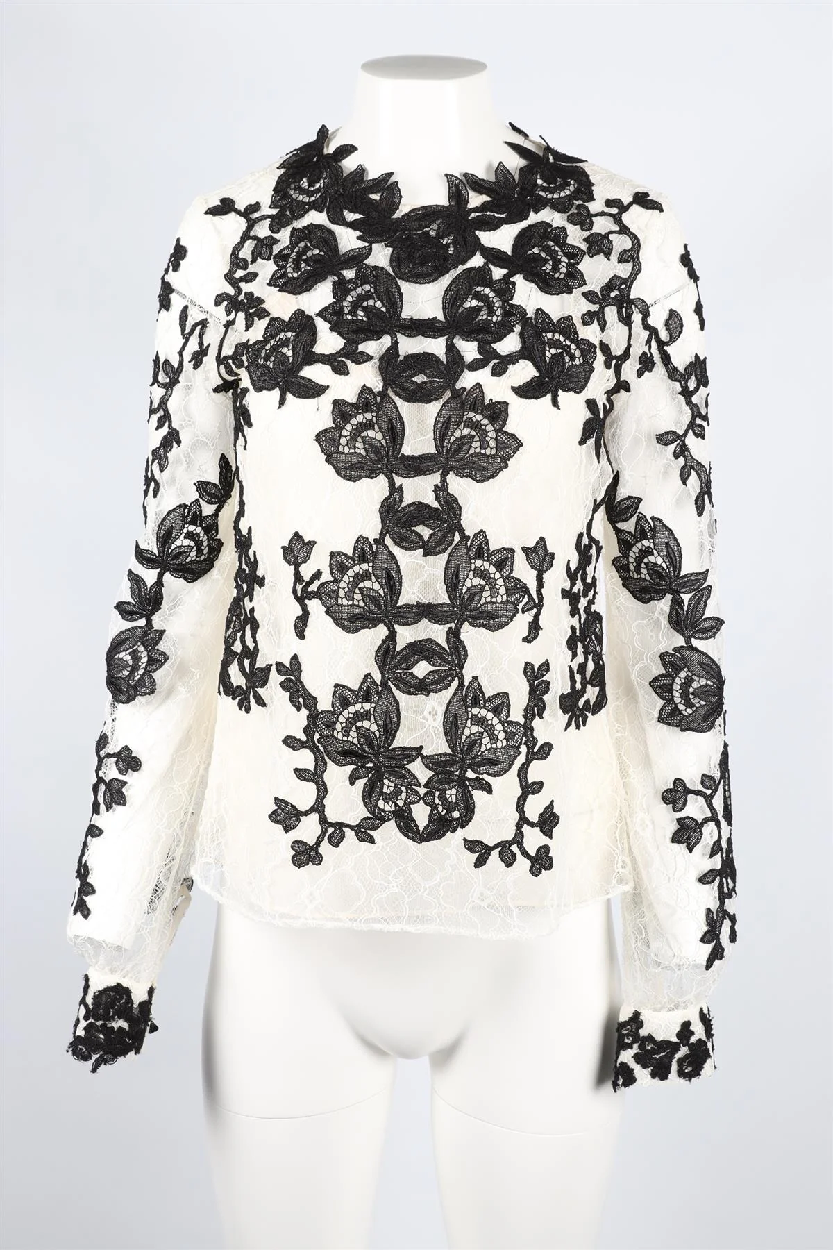 OSCAR DE LA RENTA BLACK AND WHITE LACE TOP US 4 UK 8 - Image 2