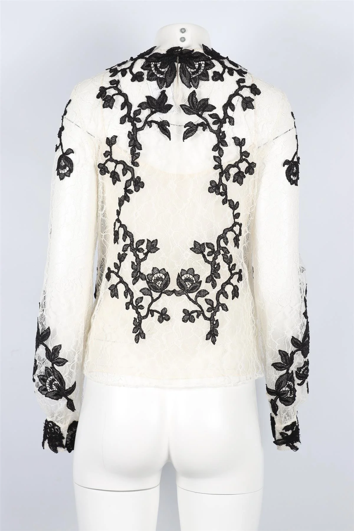 OSCAR DE LA RENTA BLACK AND WHITE LACE TOP US 4 UK 8 - Image 4