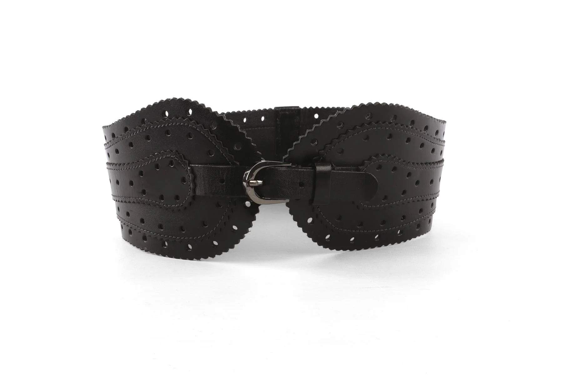 OSCAR DE LA RENTA BLACK LEATHER WAIST BELT SMALL - Image 2