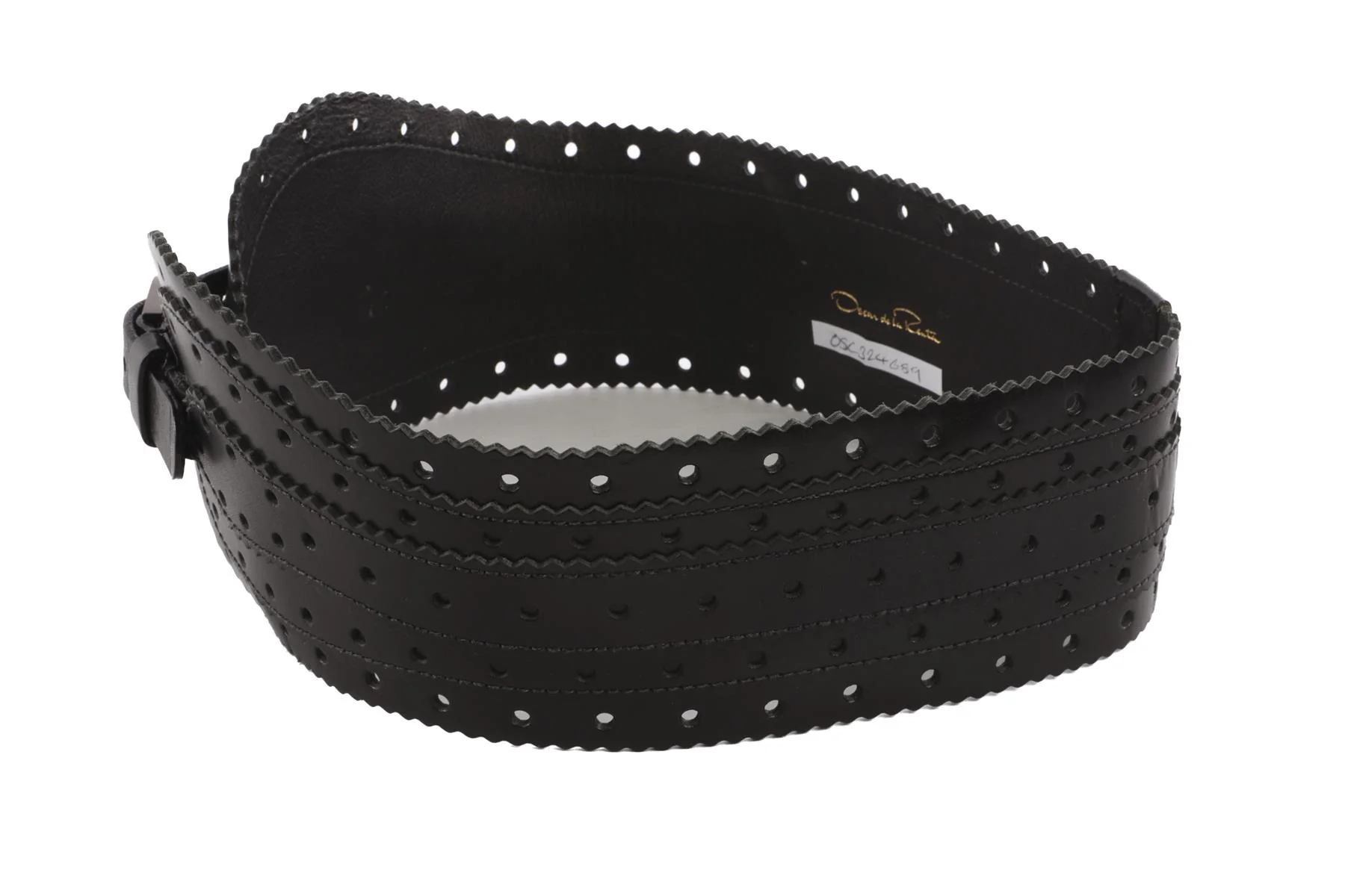 OSCAR DE LA RENTA BLACK LEATHER WAIST BELT SMALL - Image 5