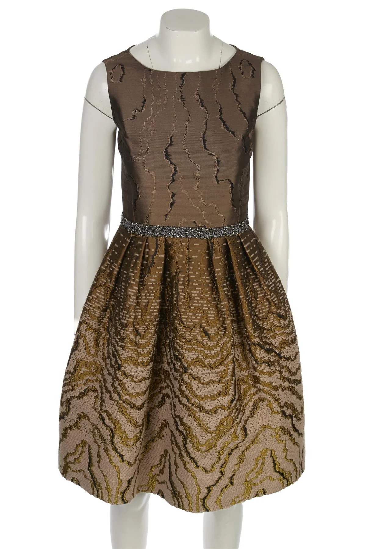 OSCAR DE LA RENTA BRONZE 2008 WOOL DRESS US 4 UK 8 - Image 2