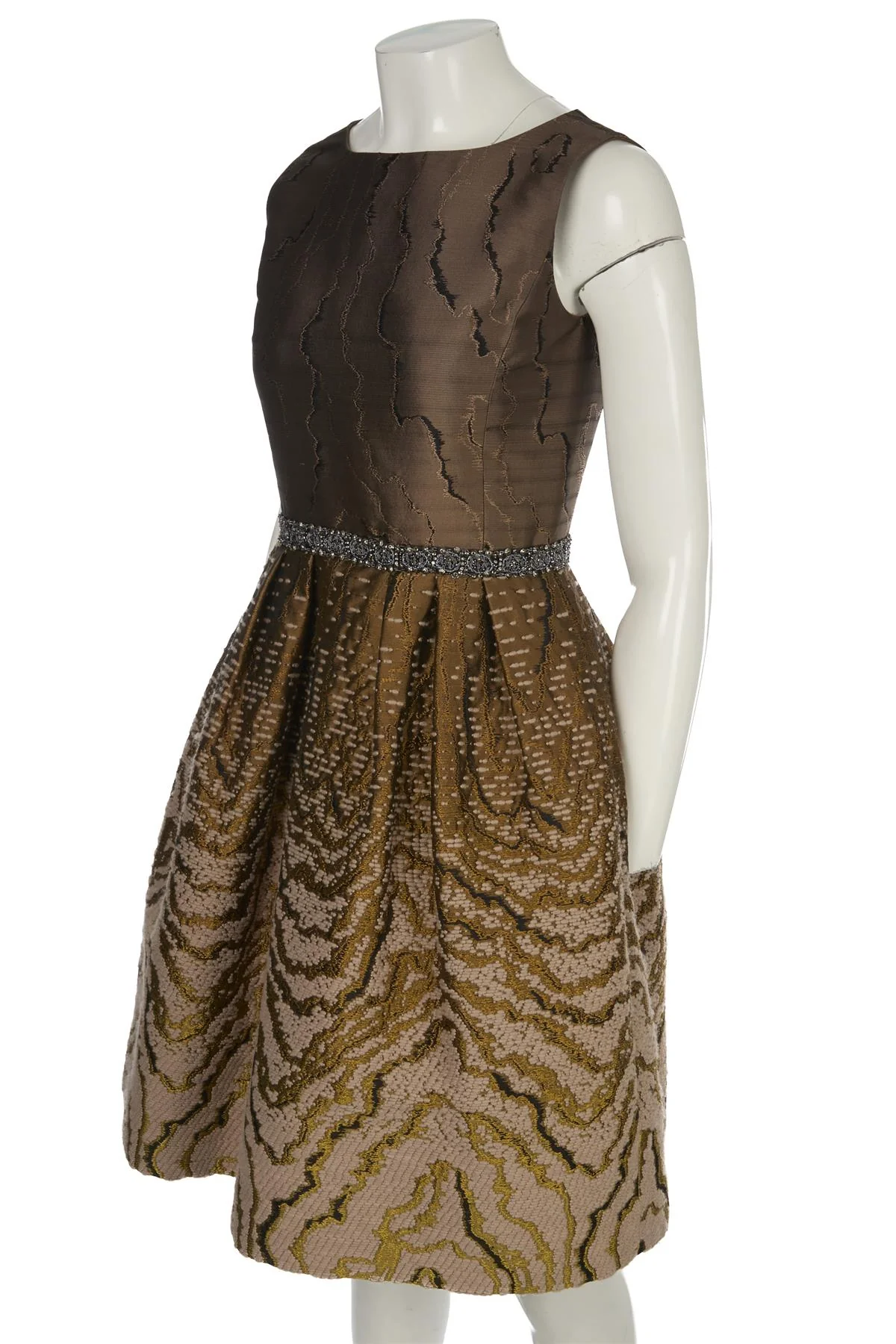 OSCAR DE LA RENTA BRONZE 2008 WOOL DRESS US 4 UK 8 - Image 3
