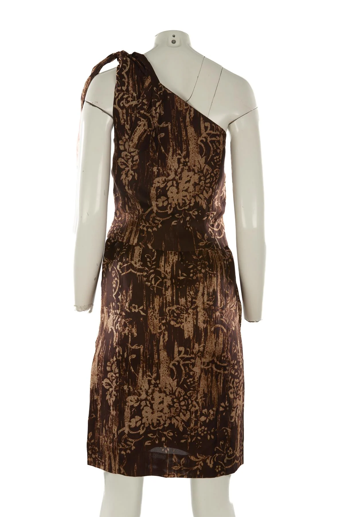 OSCAR DE LA RENTA BROWN 2009 SILK MINI DRESS US 6 UK 10 - Image 4