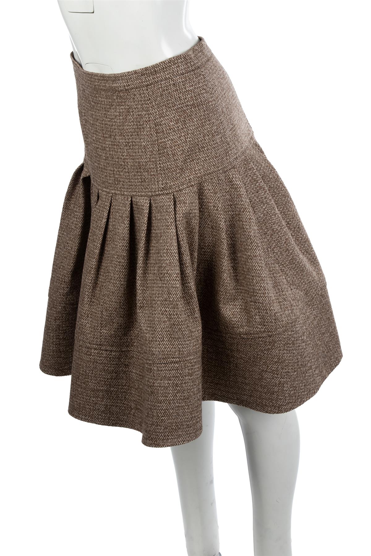 OSCAR DE LA RENTA BROWN 2009 WOOL SKIRT US 4 UK 8 - Image 3