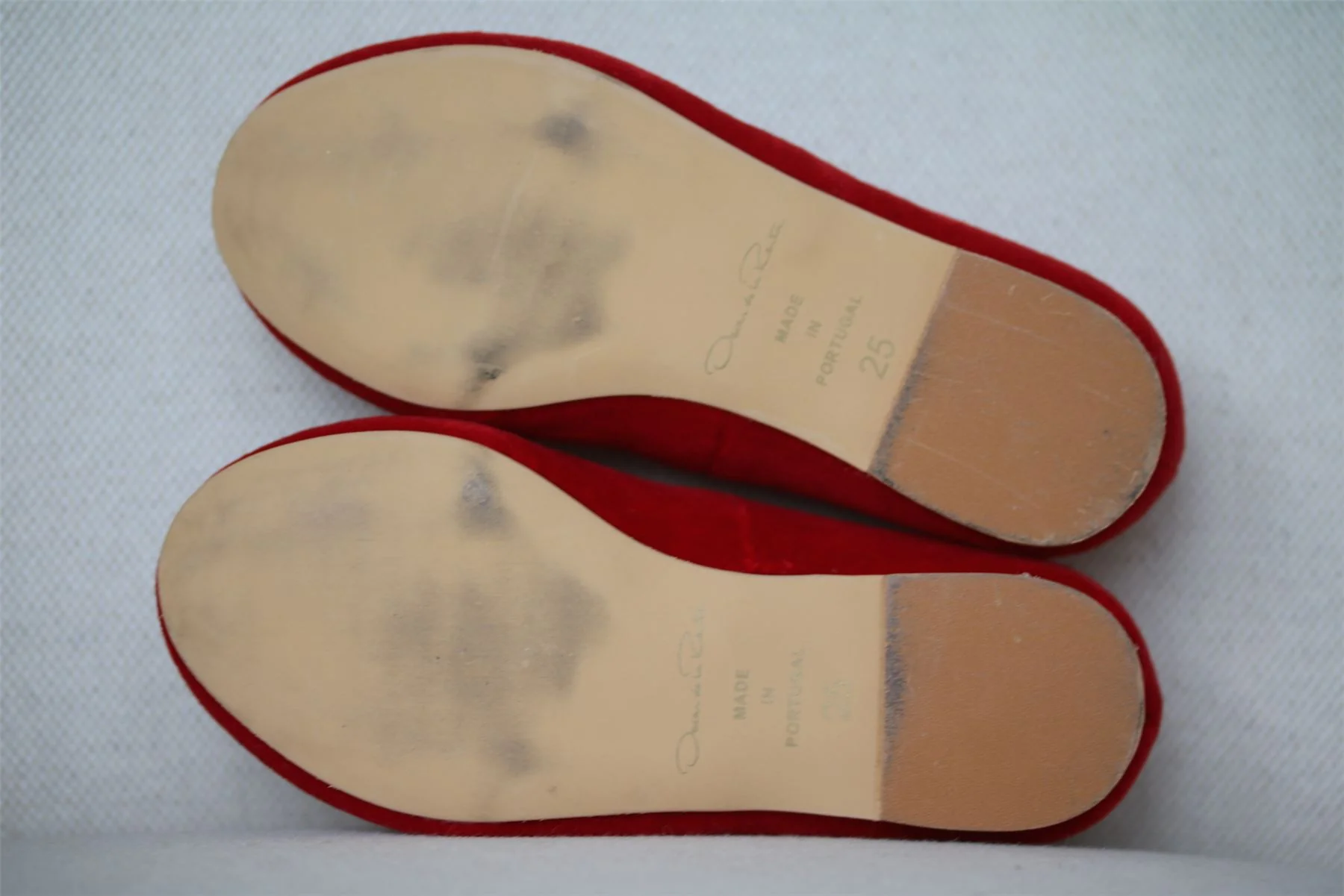 OSCAR DE LA RENTA GIRLS RED VELVET FLATS EU 25 UK 7.5 - Image 6
