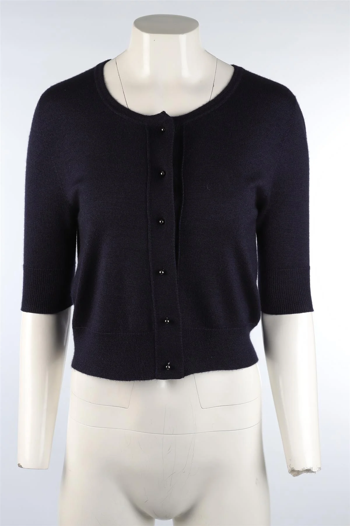 OSCAR DE LA RENTA NAVY KNIT CARDIGAN SMALL - Image 2