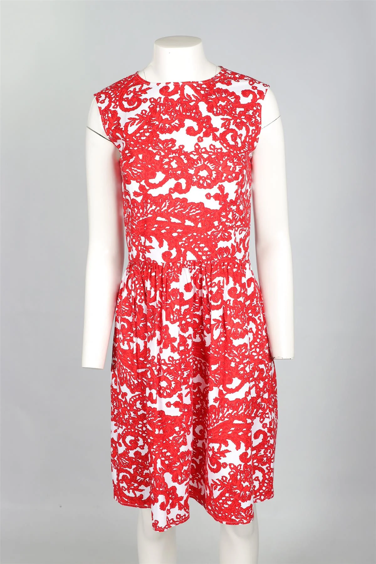 OSCAR DE LA RENTA RED COTTON MINI DRESS US 6 UK 10 - Image 2