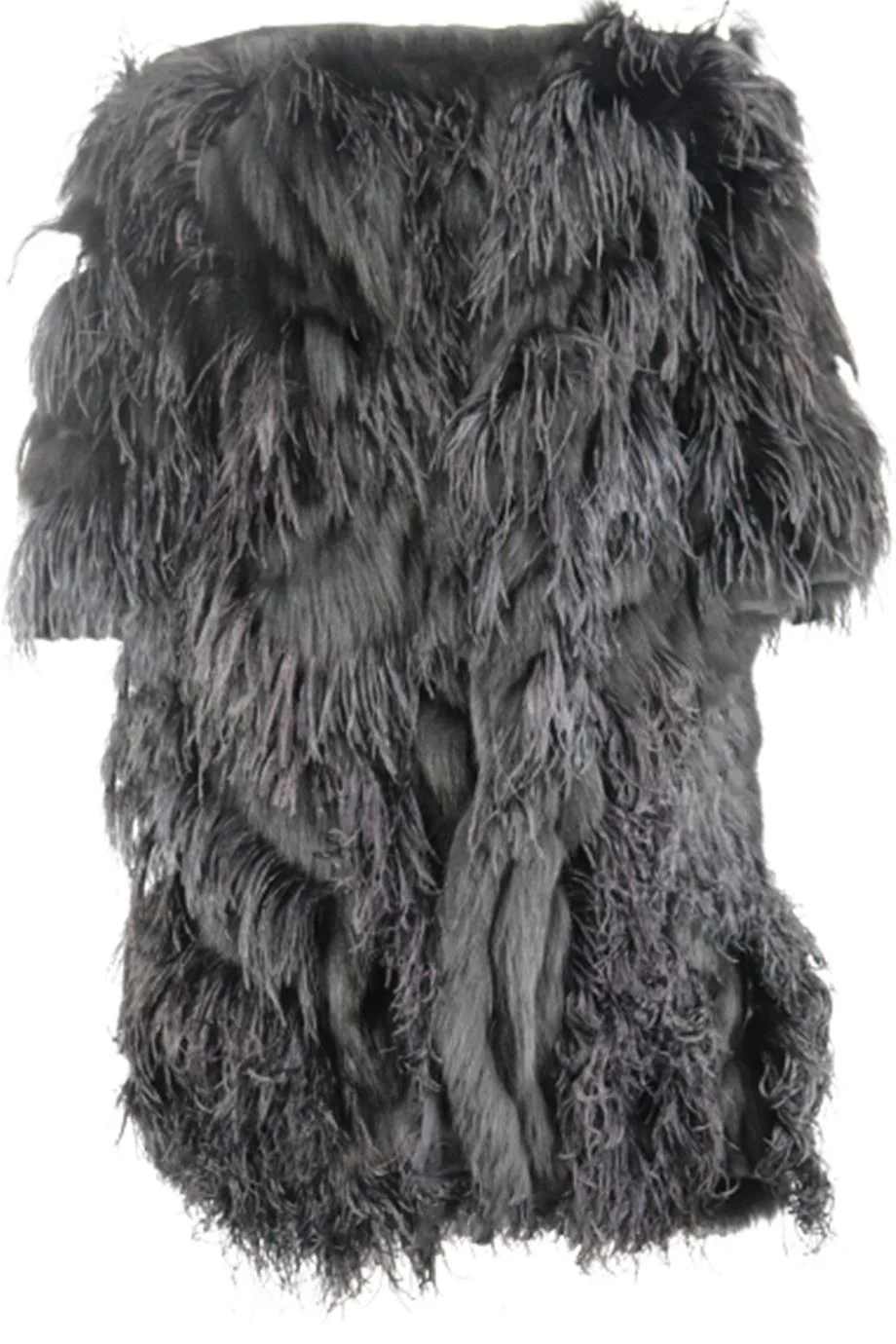 OSCAR DE LA RENTA SHADOW FOX FUR AND FEATHER COAT US 8 UK 12