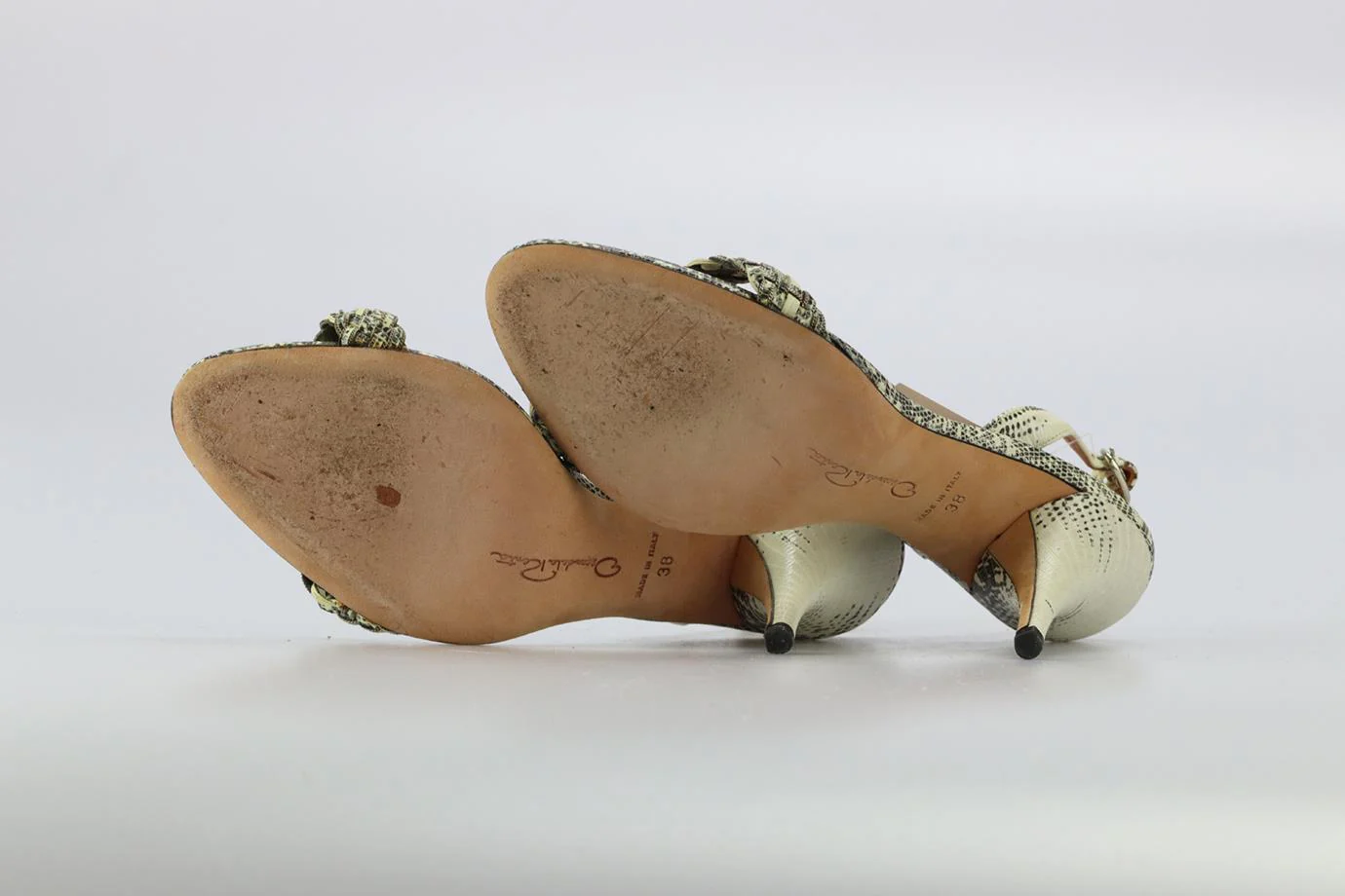 OSCAR DE LA RENTA SNAKE EFFECT LEATHER SANDALS EU 38 UK 5 US 8 - Image 5