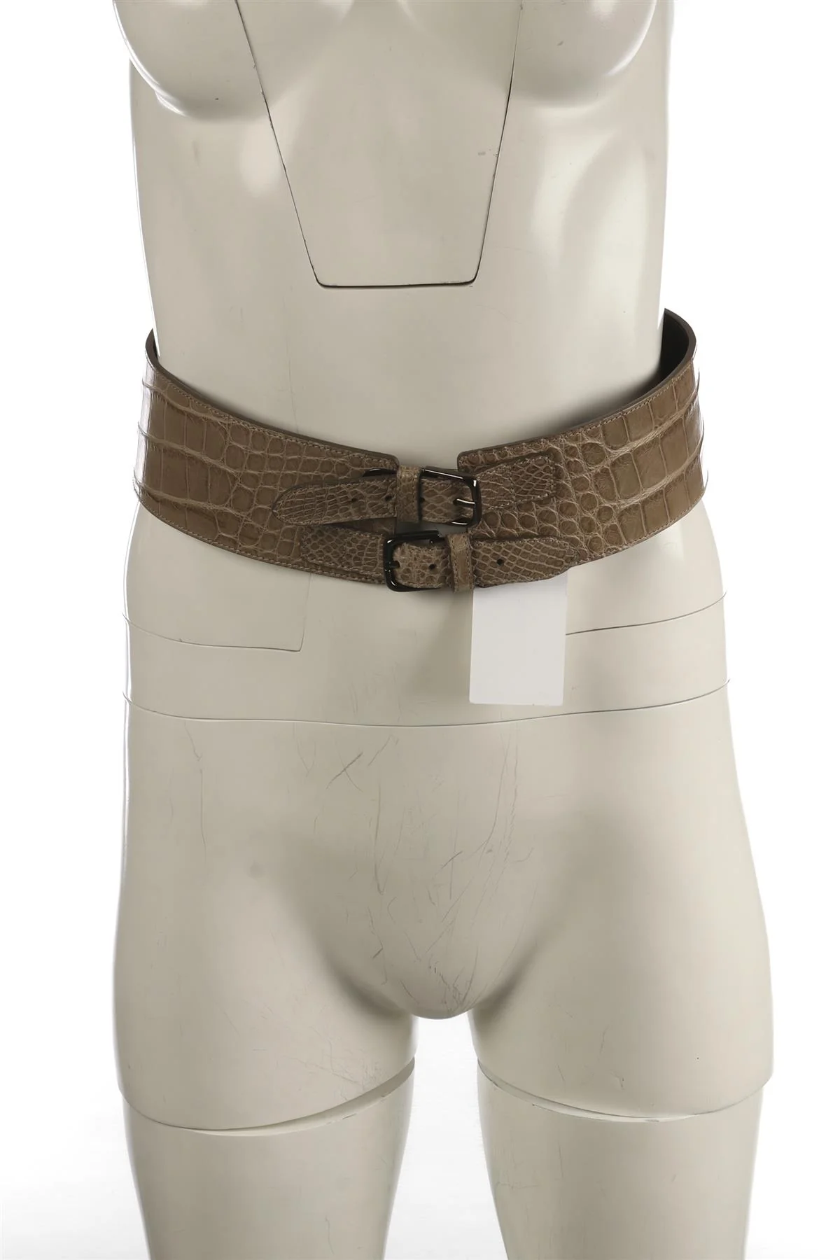 OSCAR DE LA RENTA TAUPE ALLIGATOR WAIST BELT SMALL - Image 10