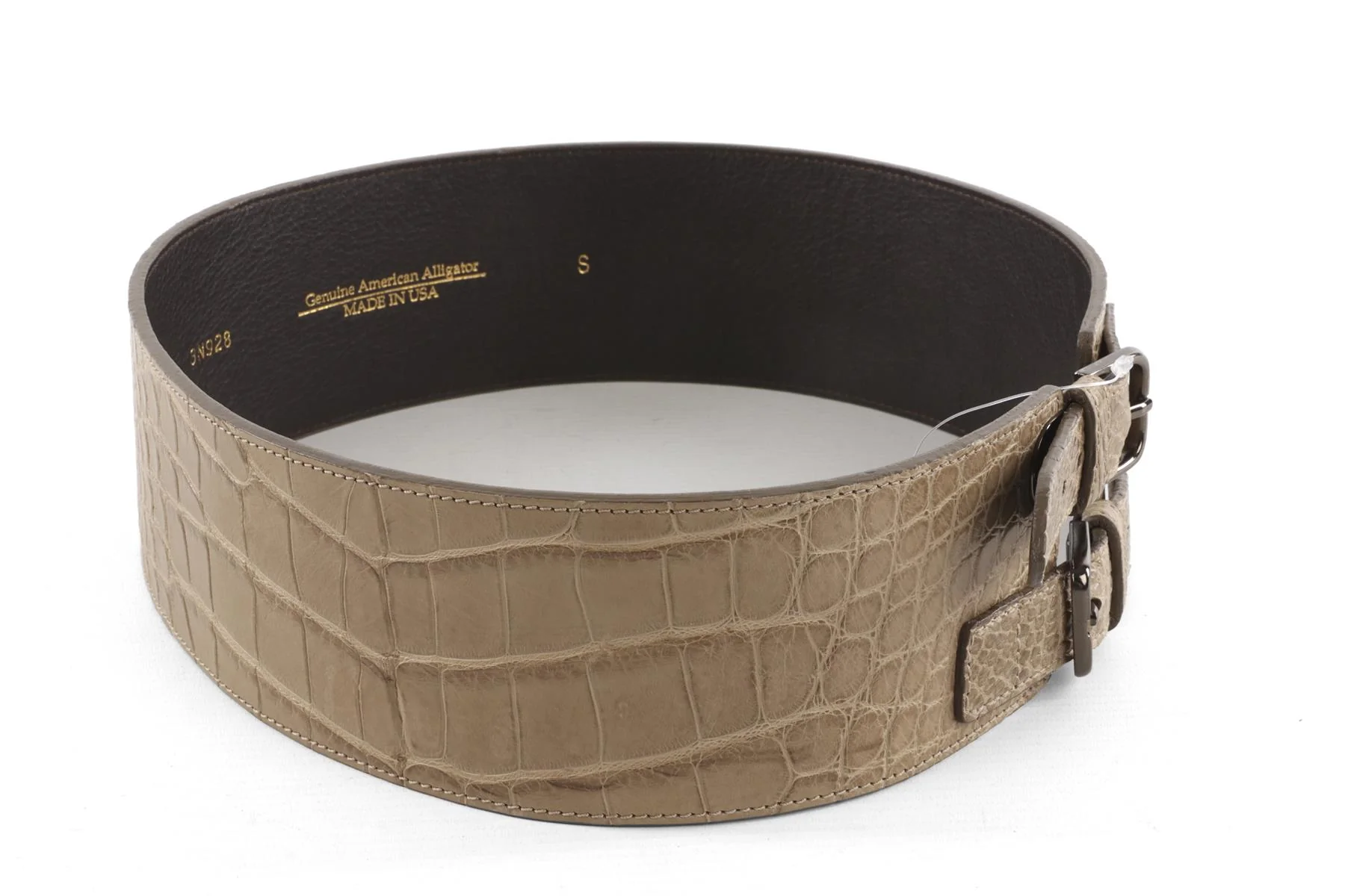 OSCAR DE LA RENTA TAUPE ALLIGATOR WAIST BELT SMALL - Image 5