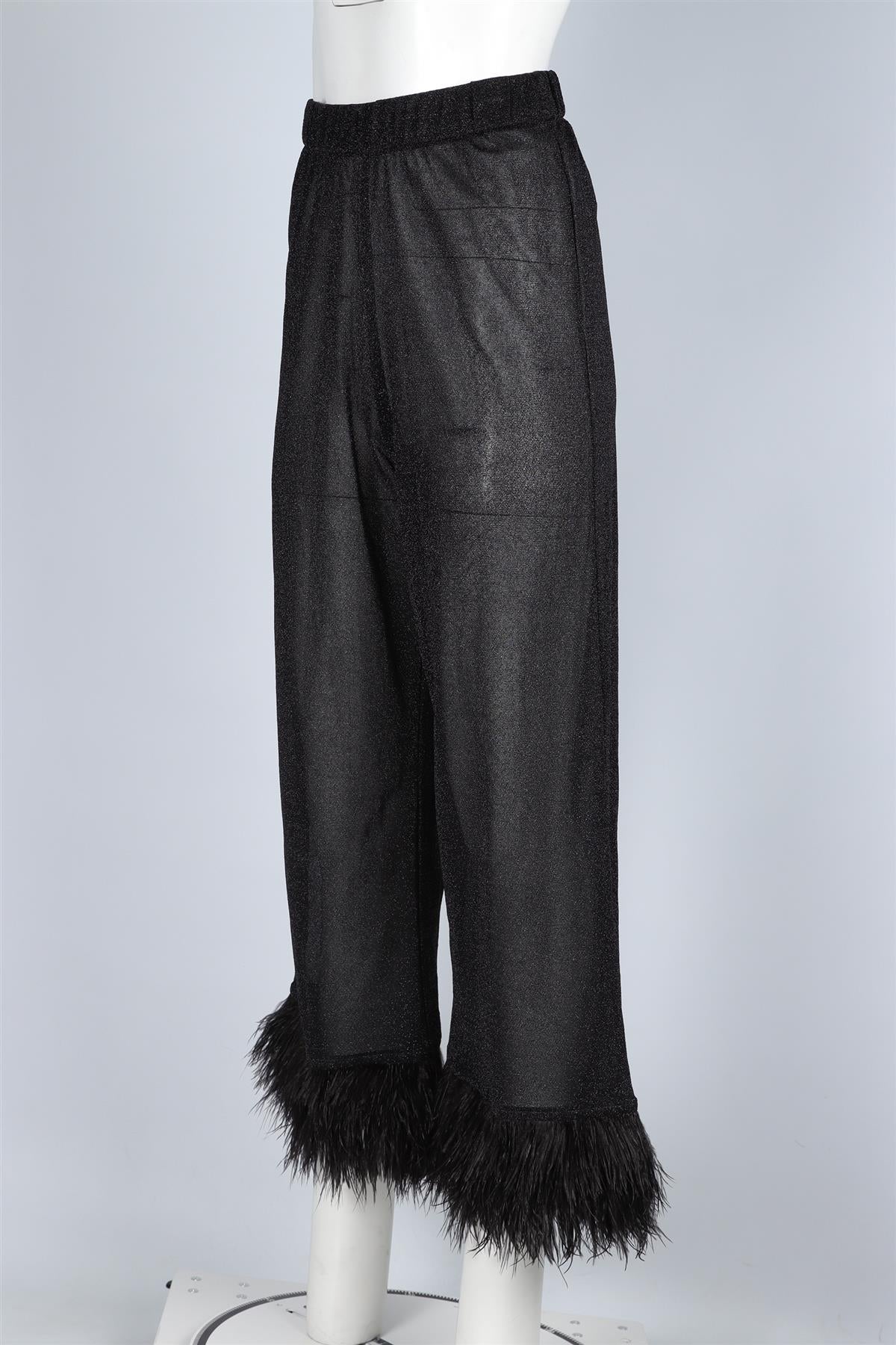OSEREE BLACK KNIT WIDE LEG PANTS SMALL - Image 3