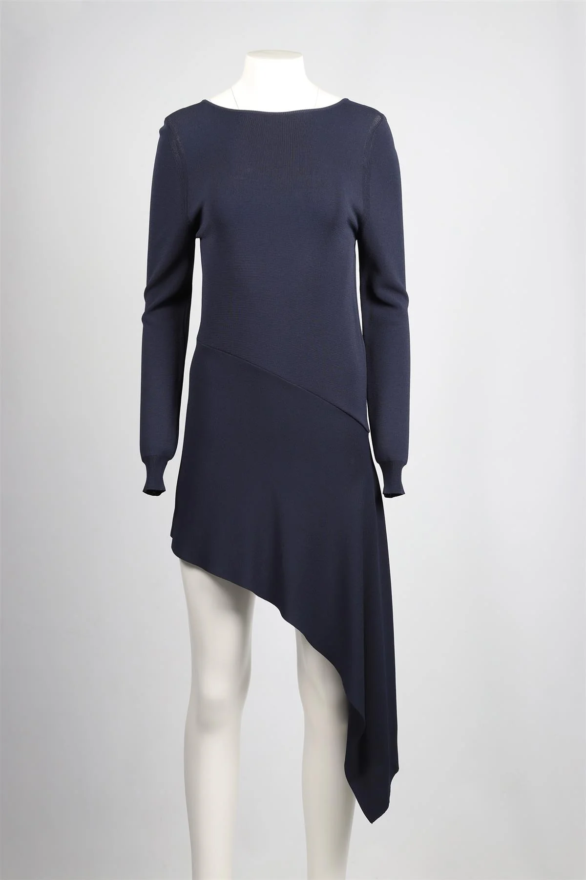 OSMAN BLUE ASYMMETRIC KNIT MINI DRESS UK 10 - Image 2