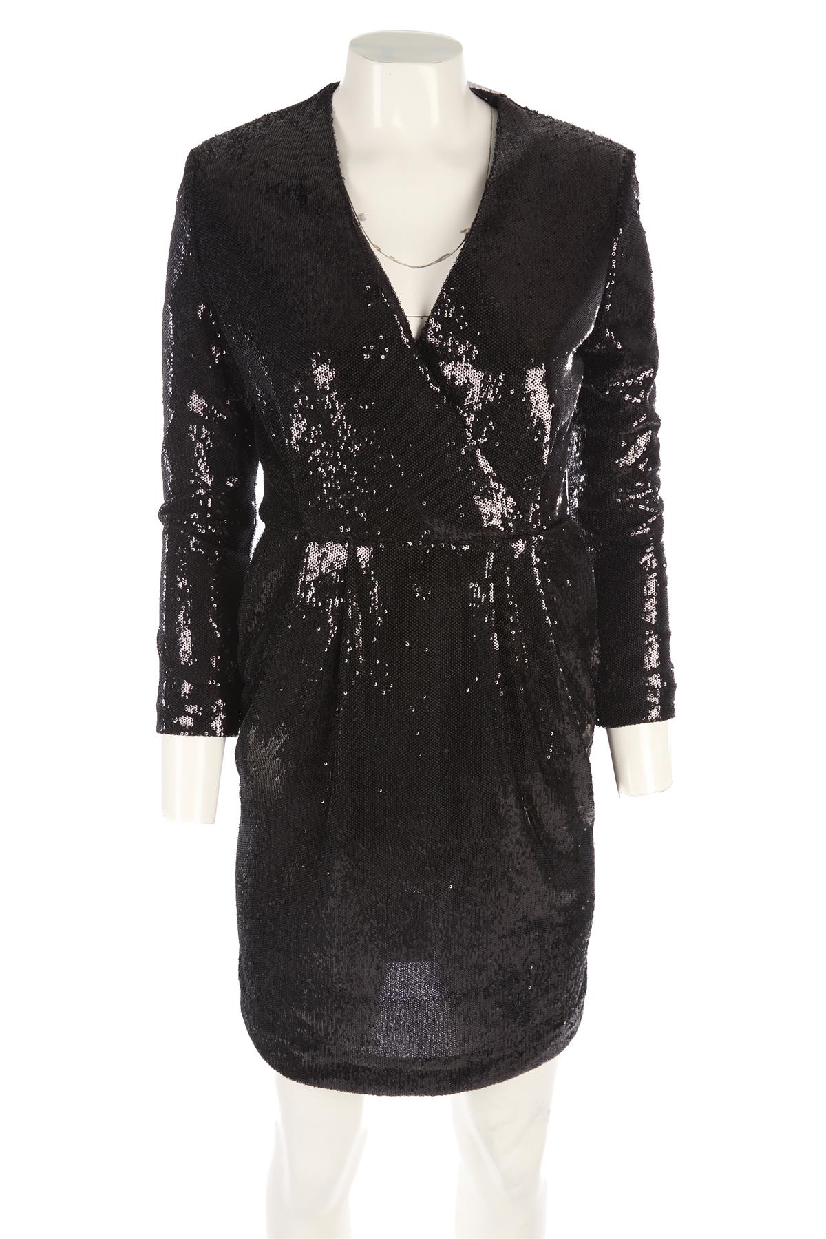 P.A.R.O.S.H BLACK SEQUIN MINI DRESS XSMALL - Image 2